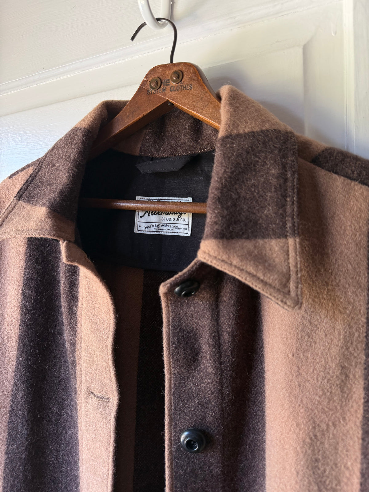 Striped Brown Wool Coat [S]