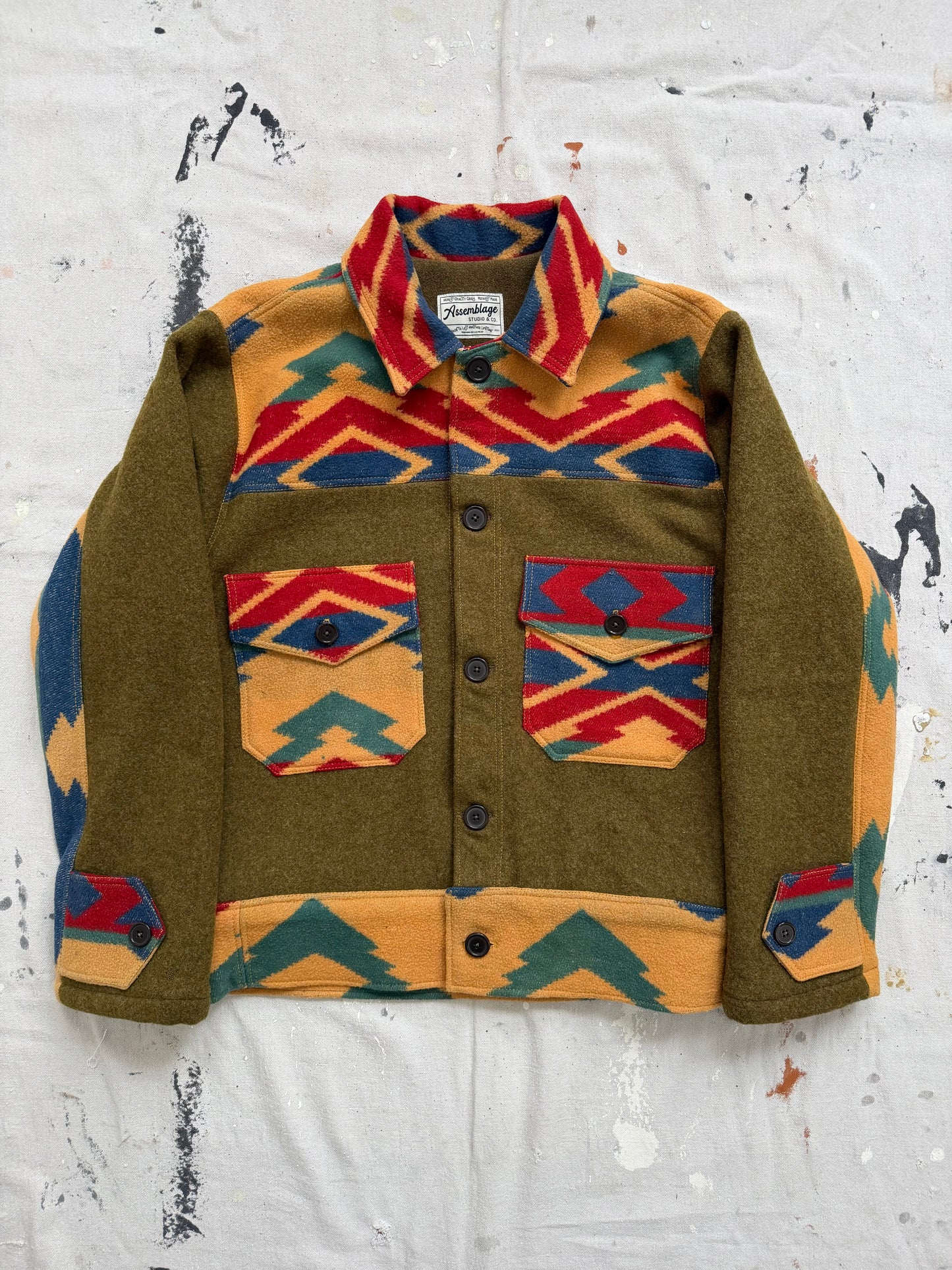Olive Camp Blanket Wool Jacket [S]