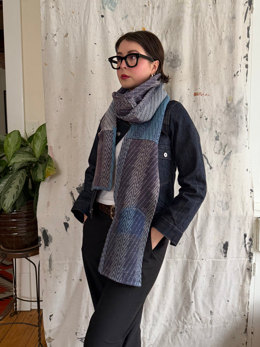 Patchwork Indigo Blanket Scarf