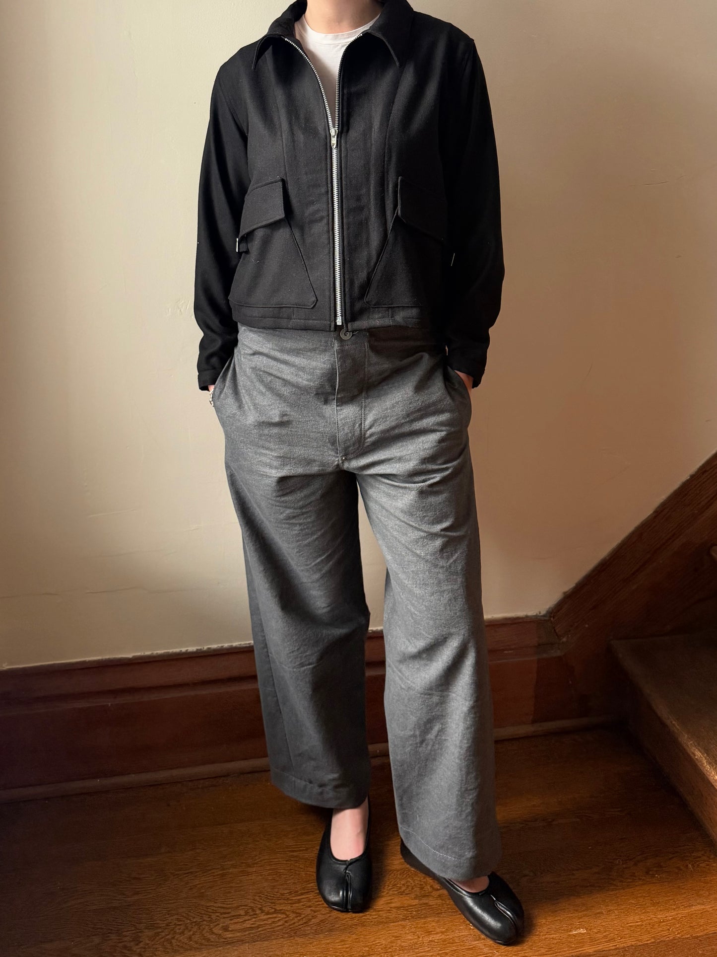 Salt & Pepper Buckleback Trousers [30-34” Waist]