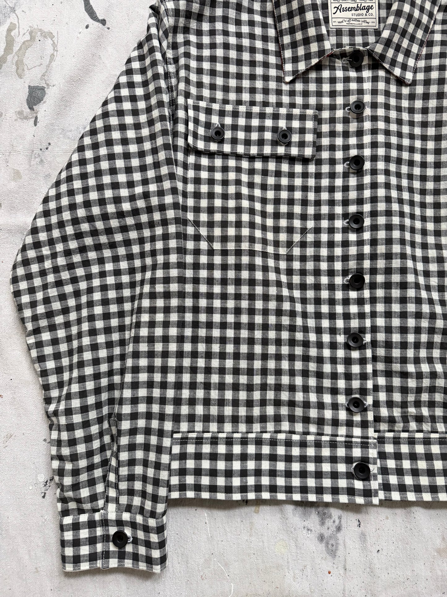Antique Homespun Gingham Shirt [S]