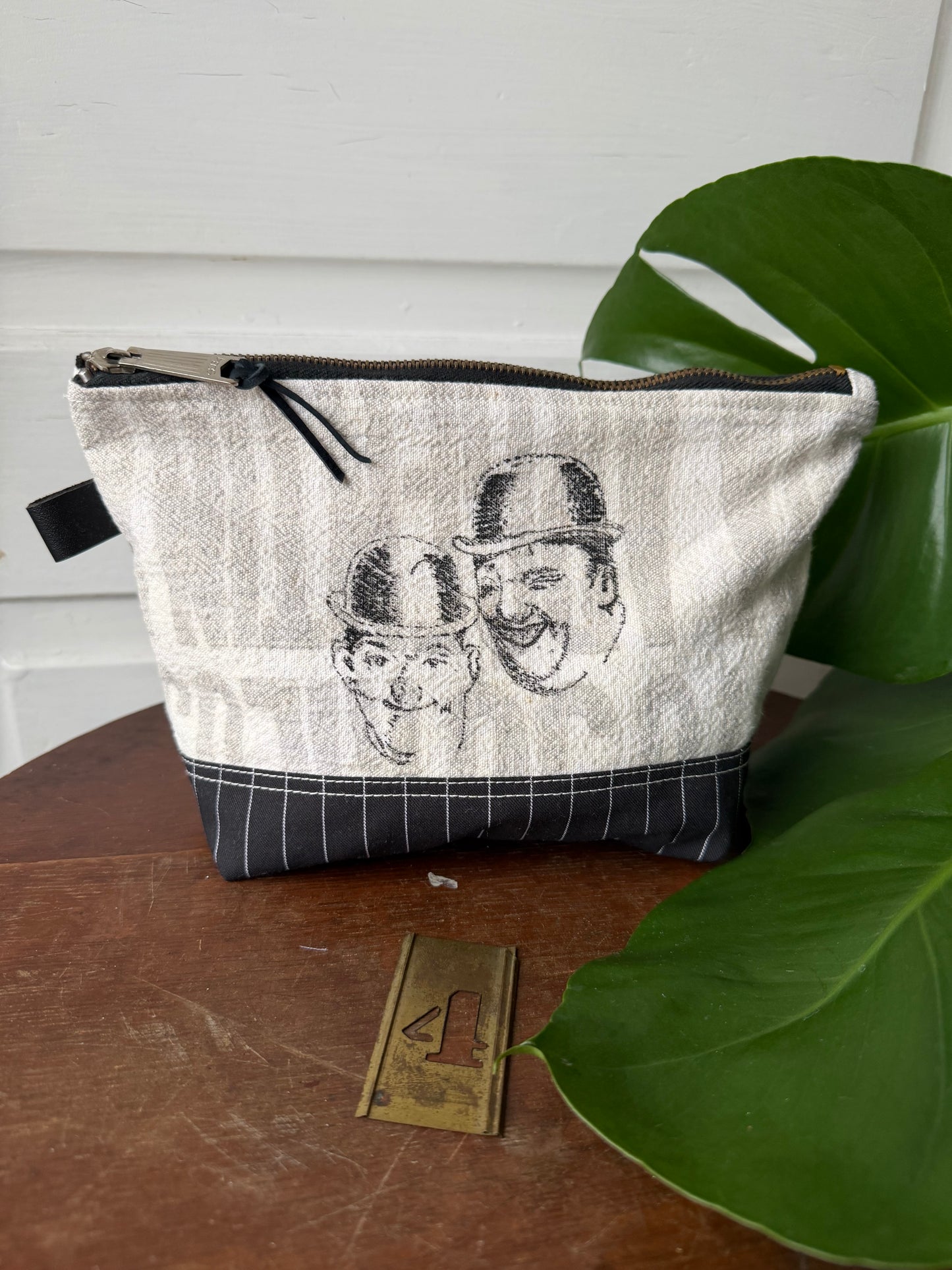 Black & White Striped Zipper Pouches