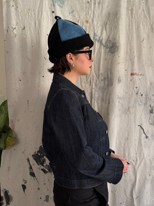 Blue Wool Sherpa Beanie [S/M]