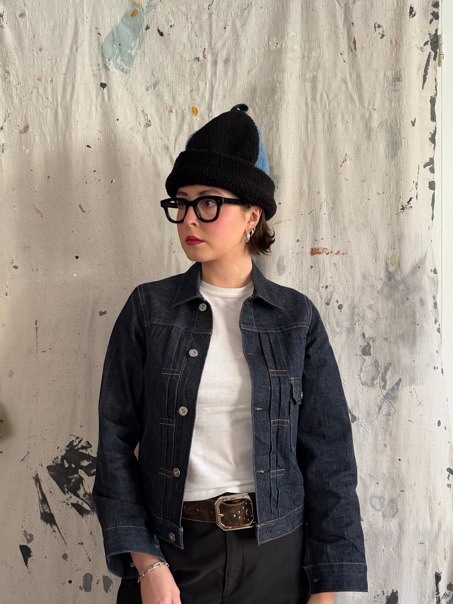 Blue Wool Sherpa Beanie [S/M]