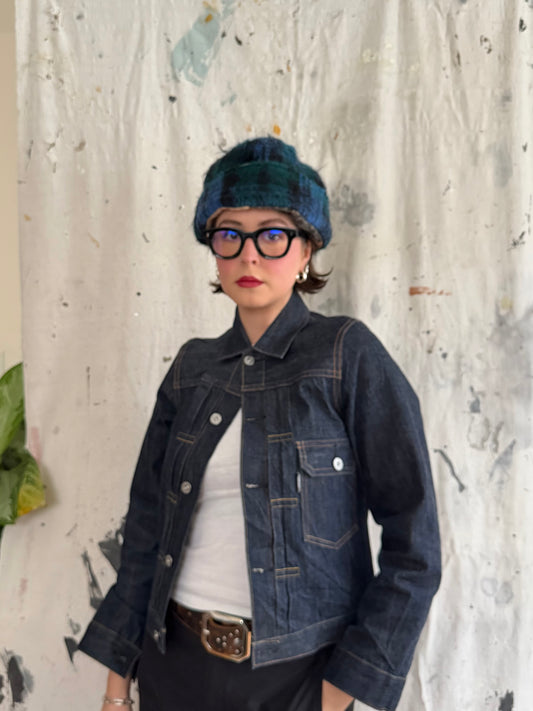 Blue Reversible Mohair Toque [M/L]