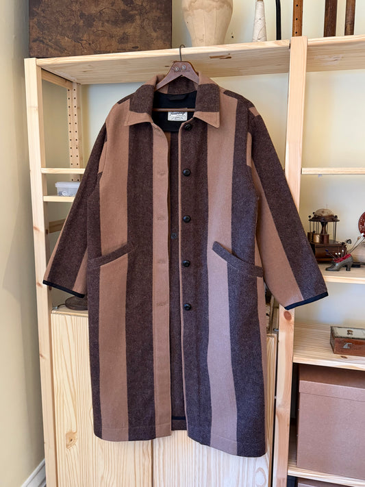 Striped Brown Wool Coat [S]