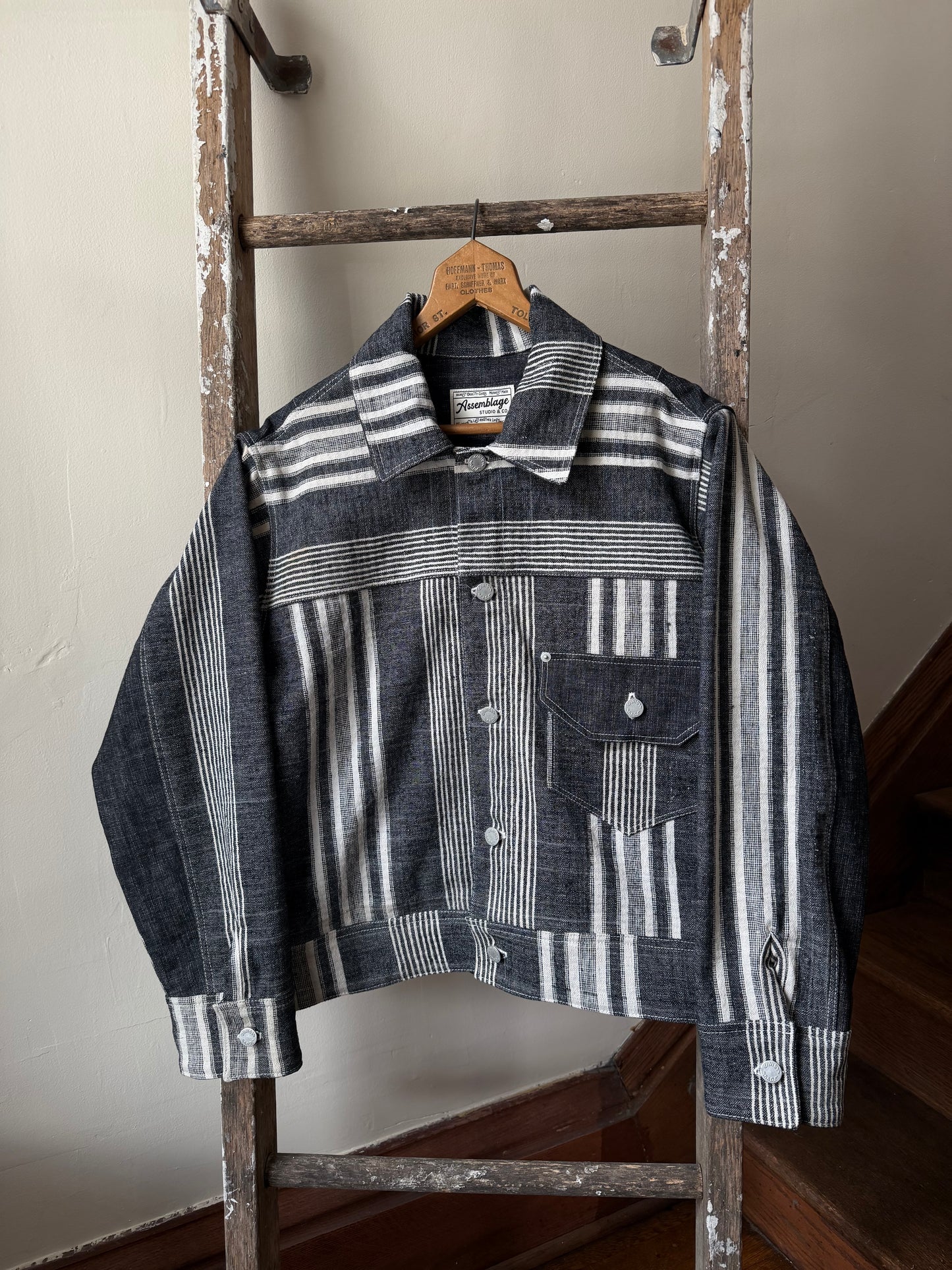 Striped Herringbone Trucker Jacket [M]