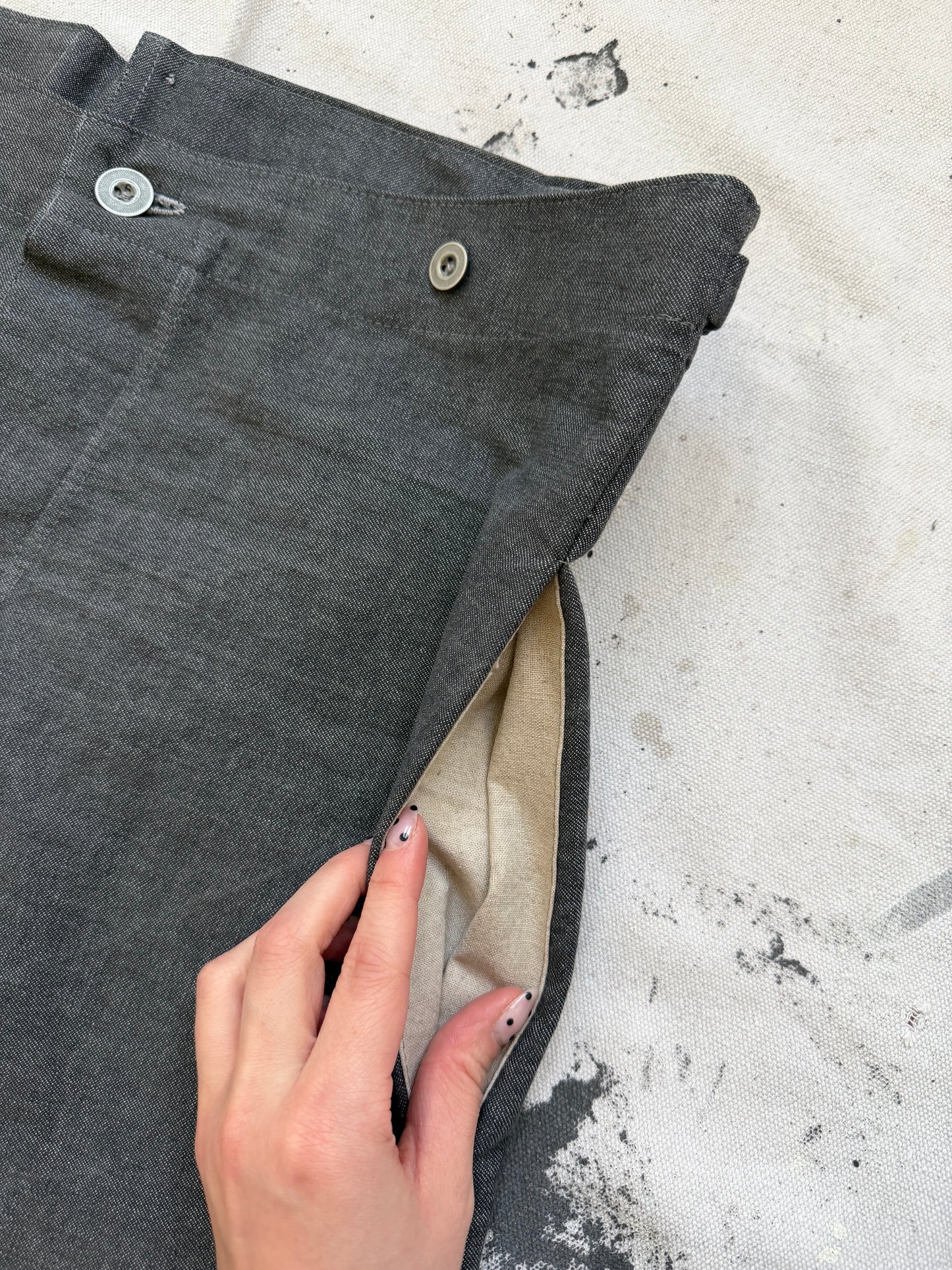 Salt & Pepper Buckleback Trousers [30-34” Waist]