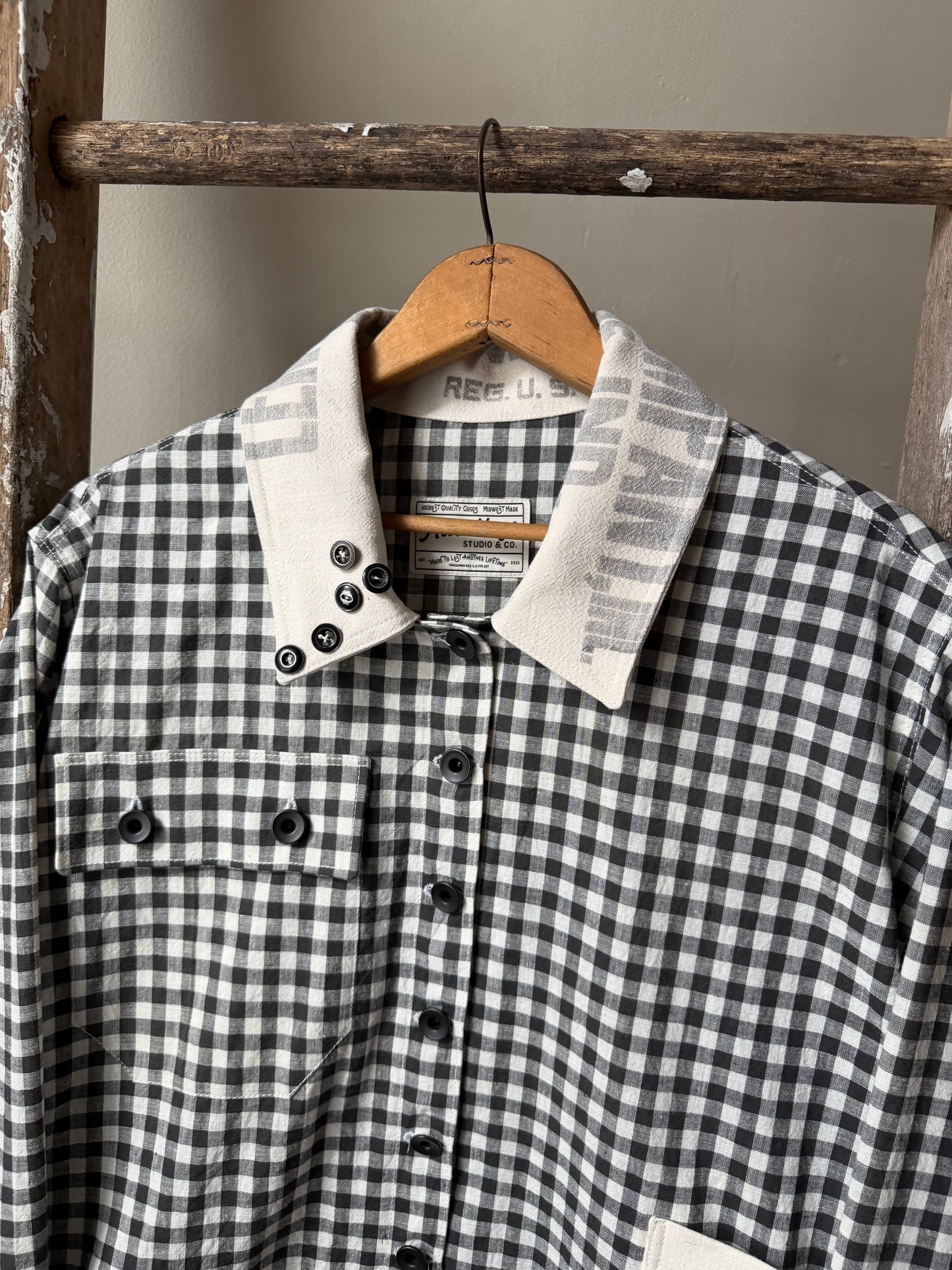 Antique Homespun Gingham Shirt [S/M]