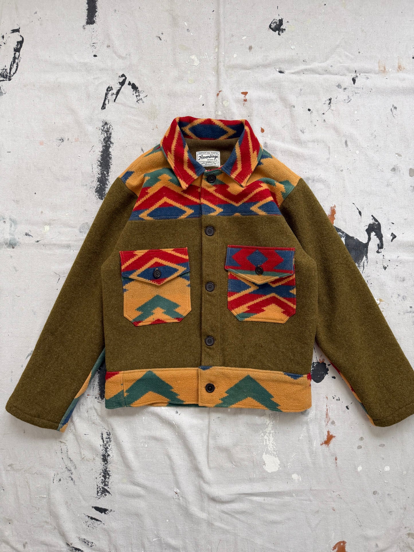 Olive Camp Blanket Wool Jacket [S]