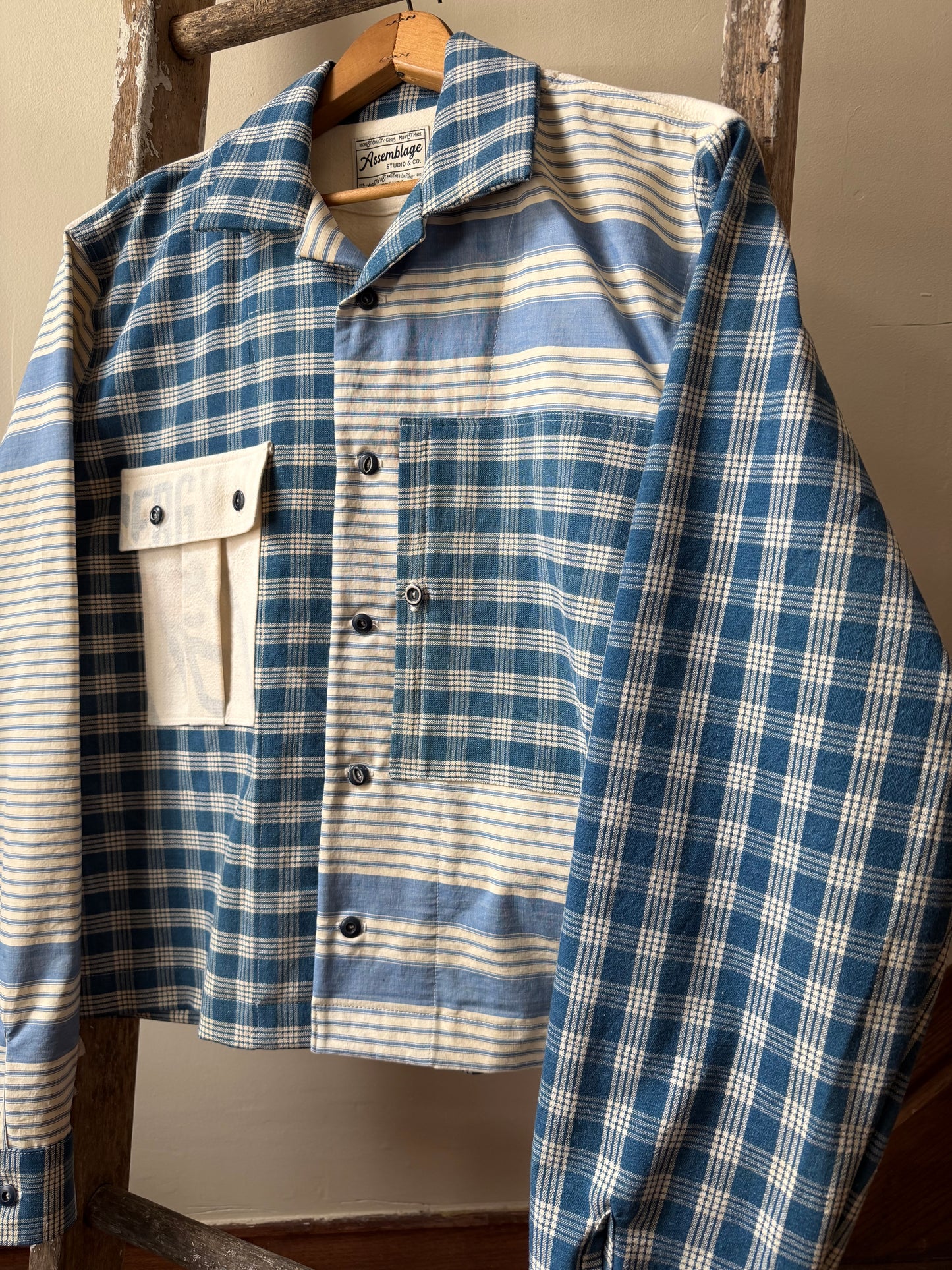 Homespun Cotton & Ticking Overshirt [L]