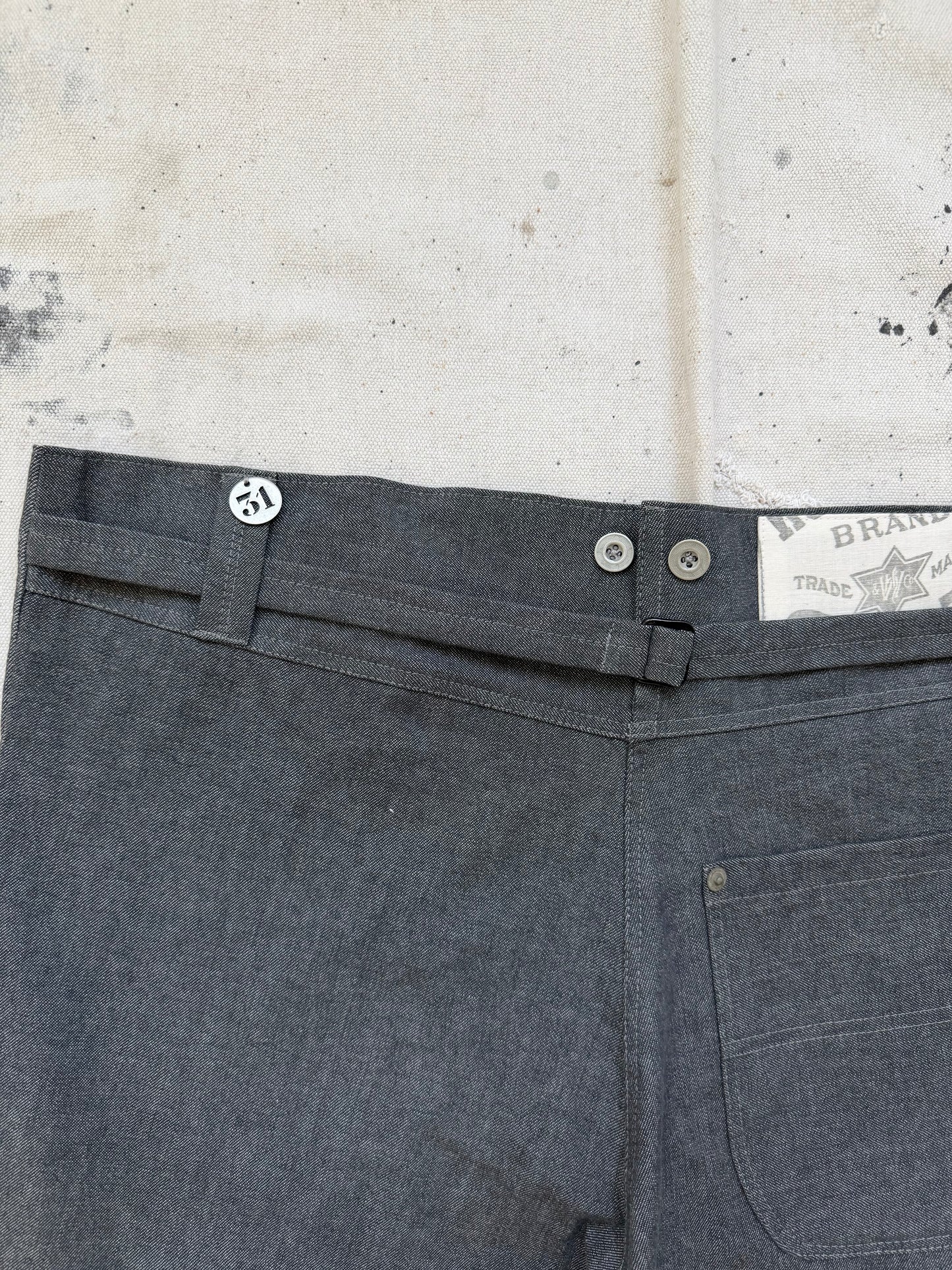 Salt & Pepper Buckleback Trousers [30-34” Waist]