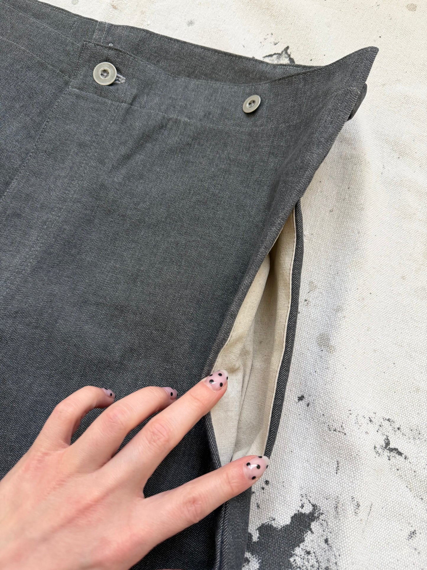 Salt & Pepper Buckleback Trousers [30-34” Waist]