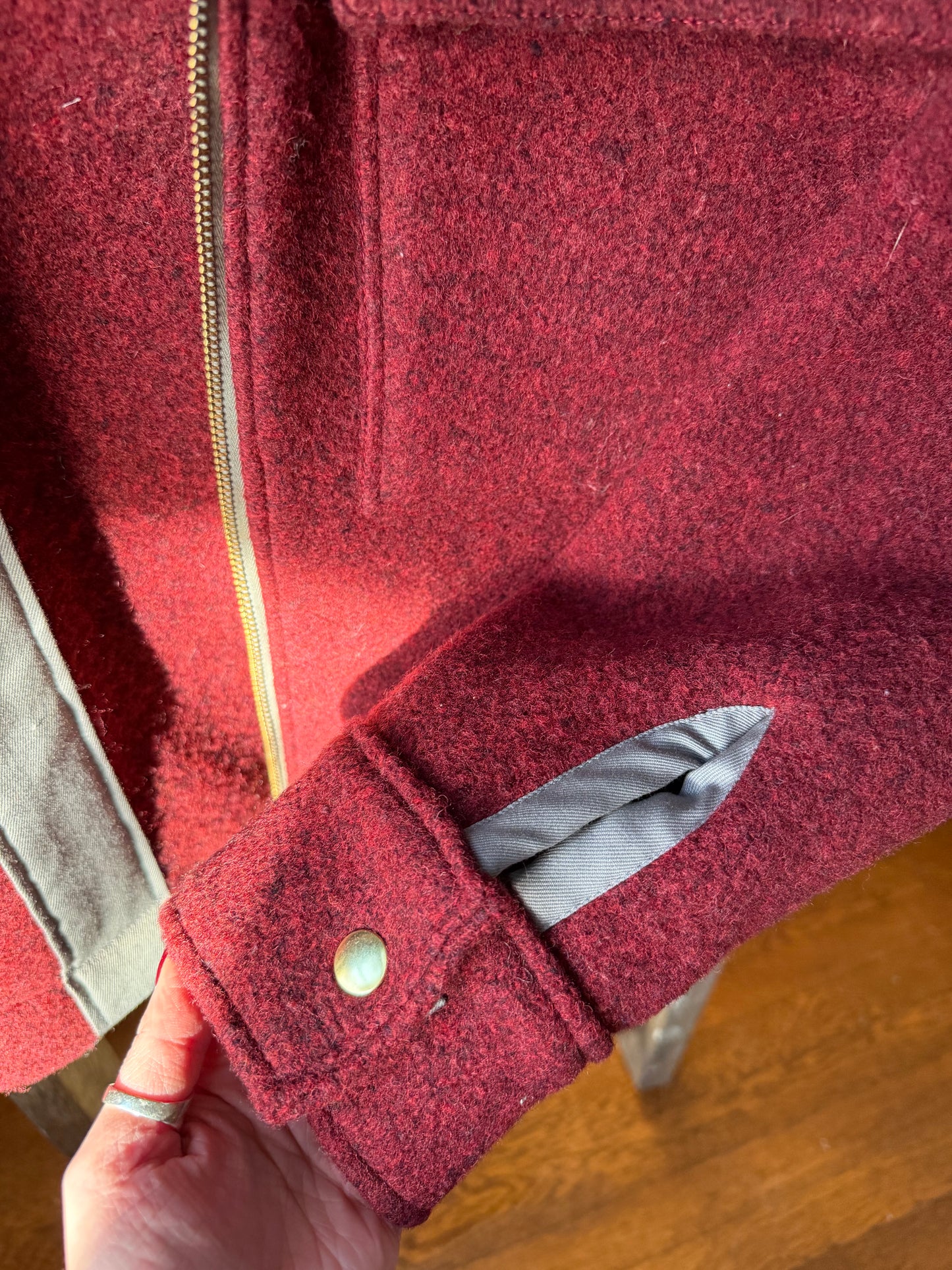 Striped Maroon Wool Varsity Jacket [L]