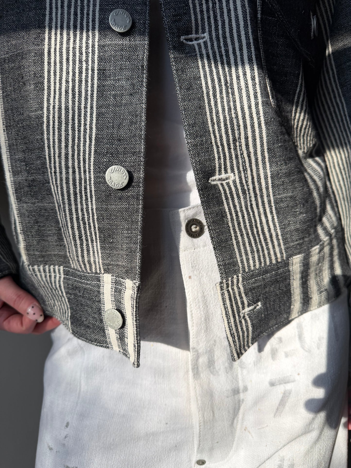 Striped Herringbone Trucker Jacket [M]