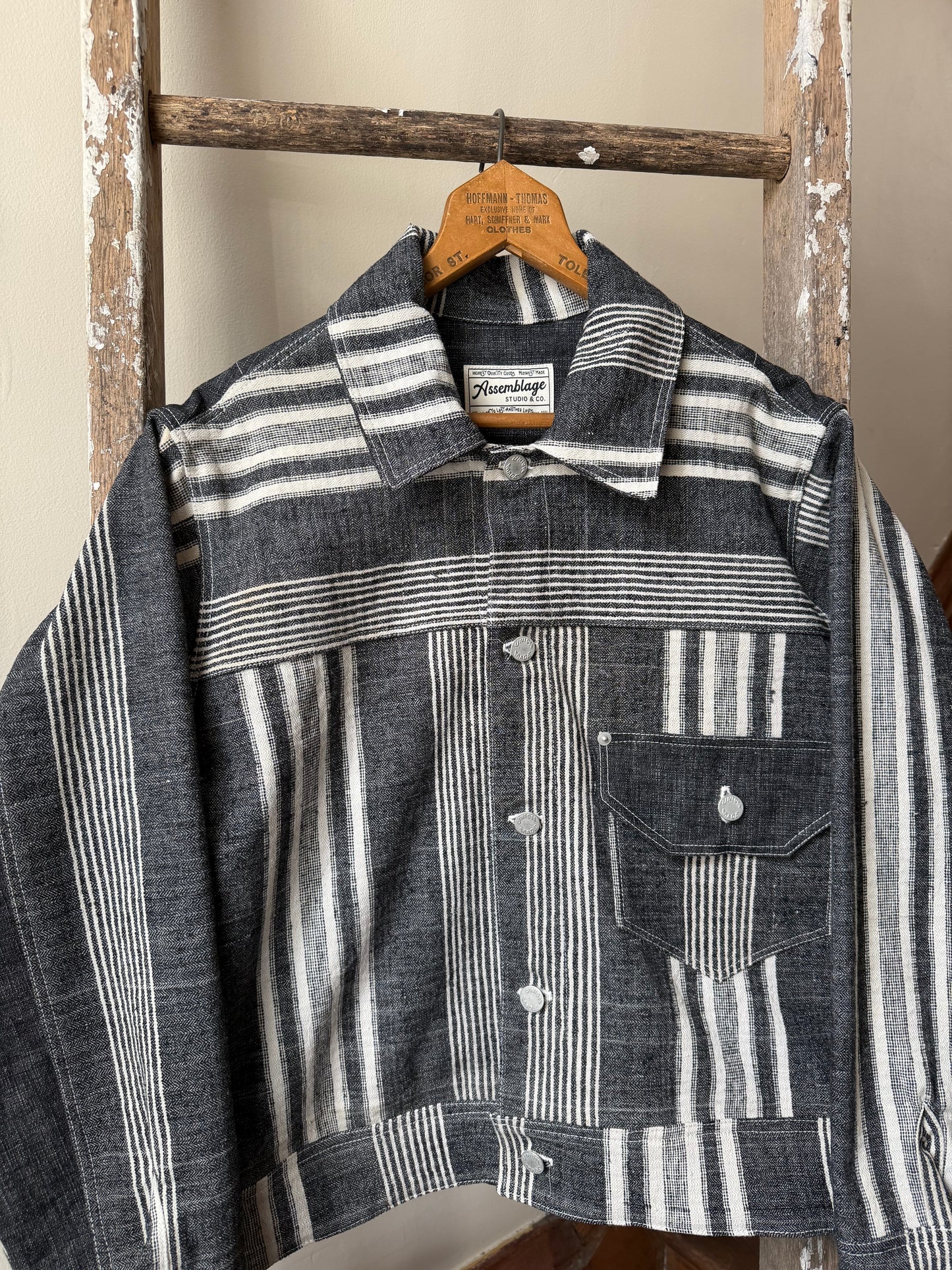 Striped Herringbone Trucker Jacket [M]