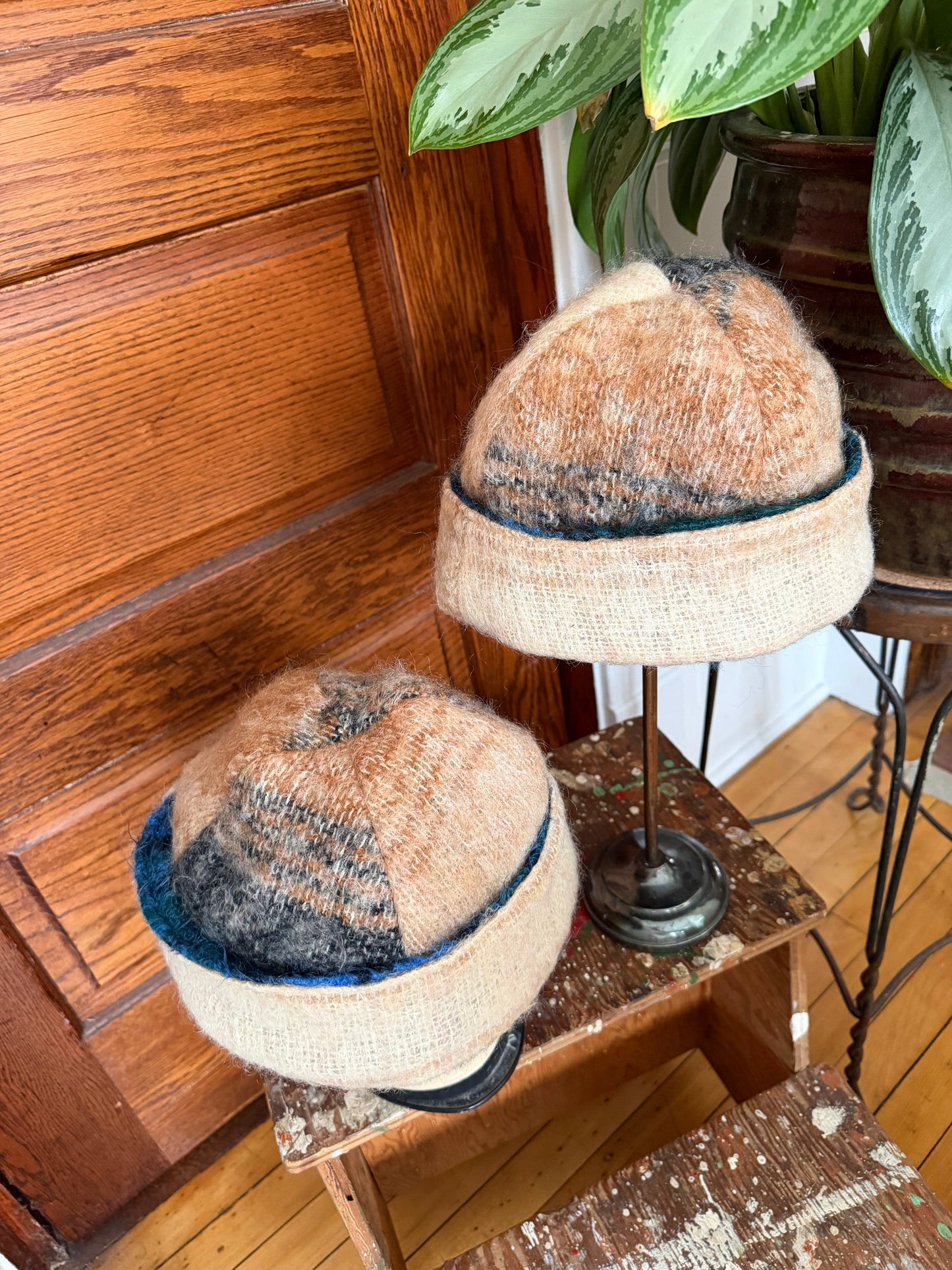 Blue Reversible Mohair Toque [M/L]