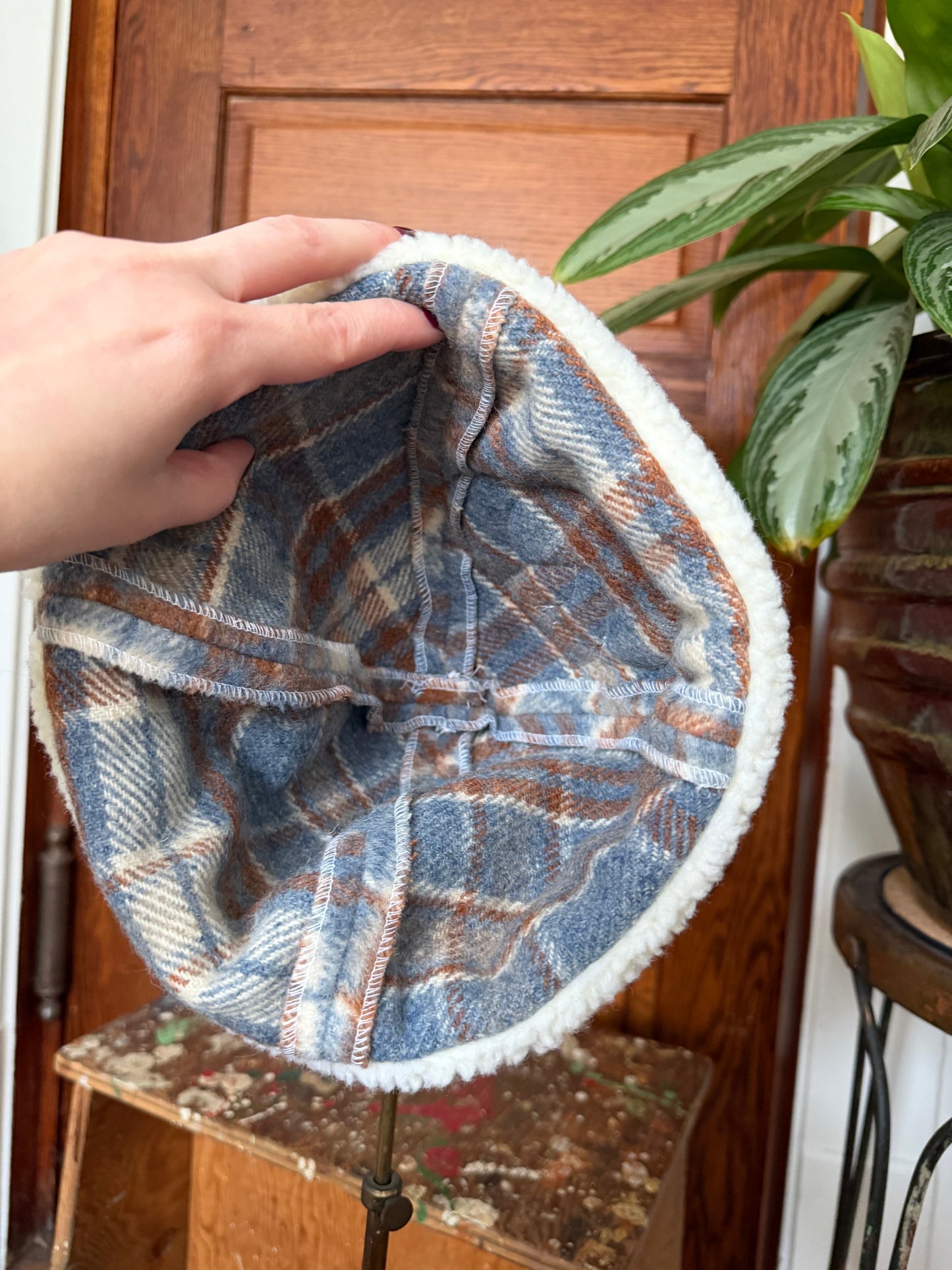 Patched Plaid Beanie [S/M]