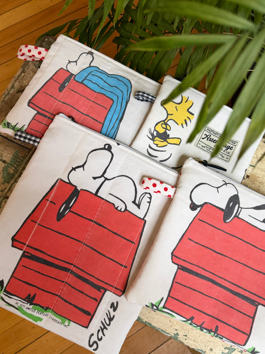 Quilted Snoopy Zipper Pouches