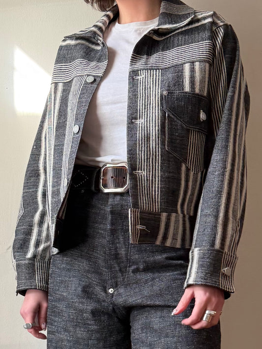 Striped Herringbone Trucker Jacket [M]