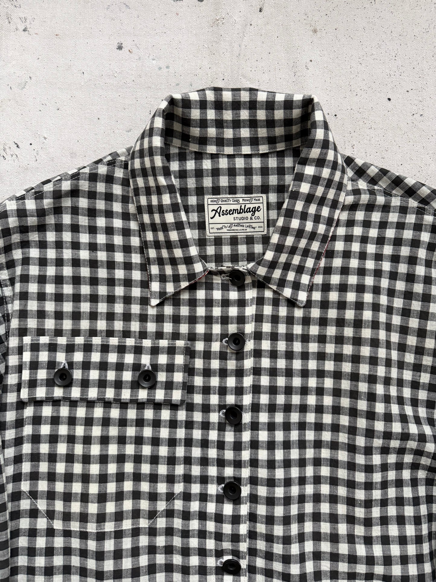 Antique Homespun Gingham Shirt [S]