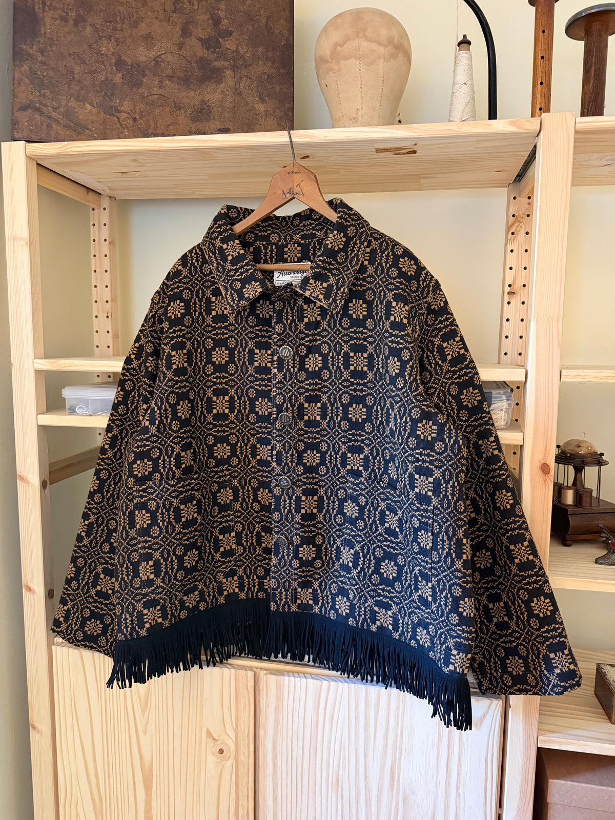 Woven Coverlet Fringe Jacket [L]