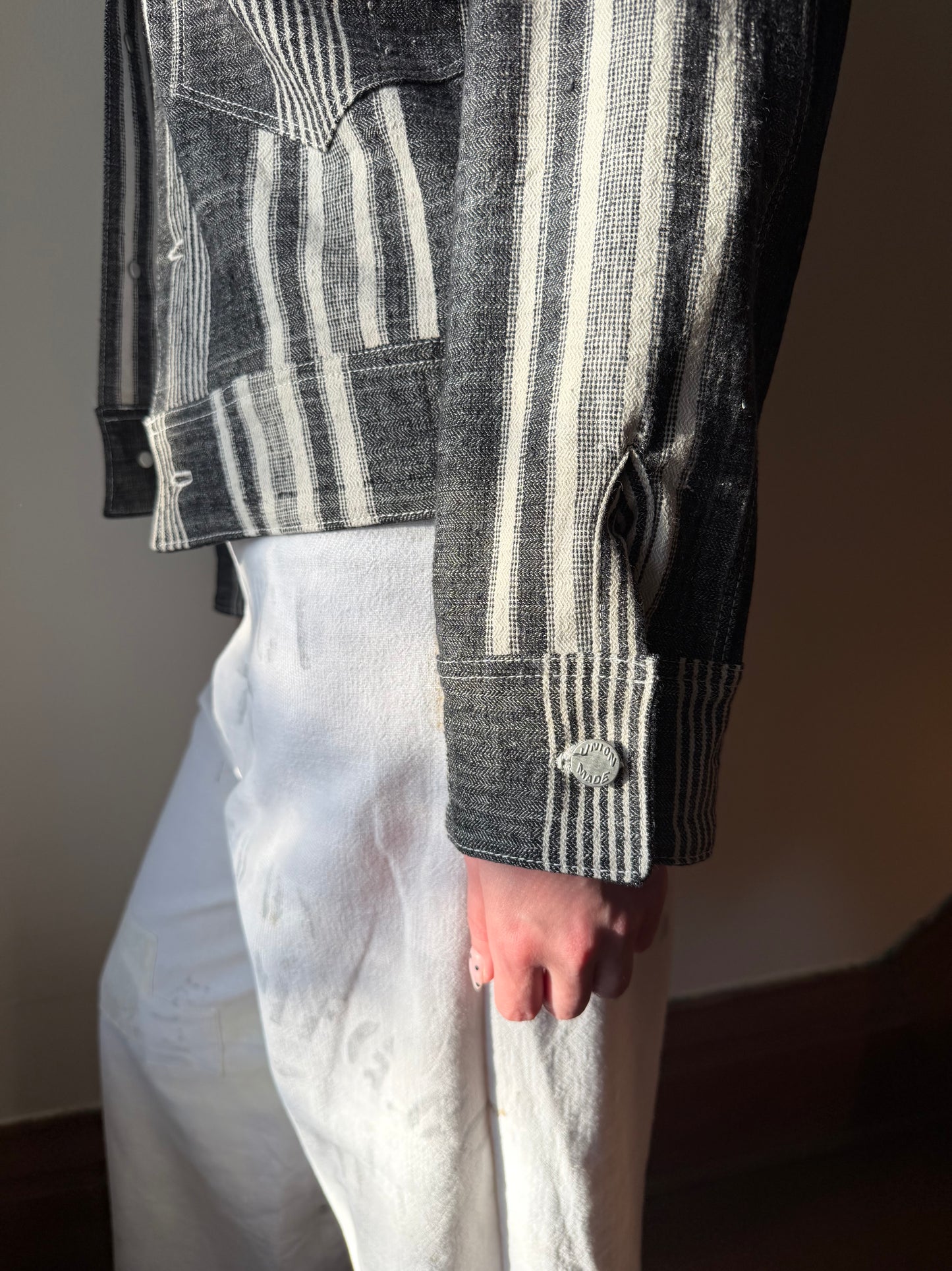 Striped Herringbone Trucker Jacket [M]
