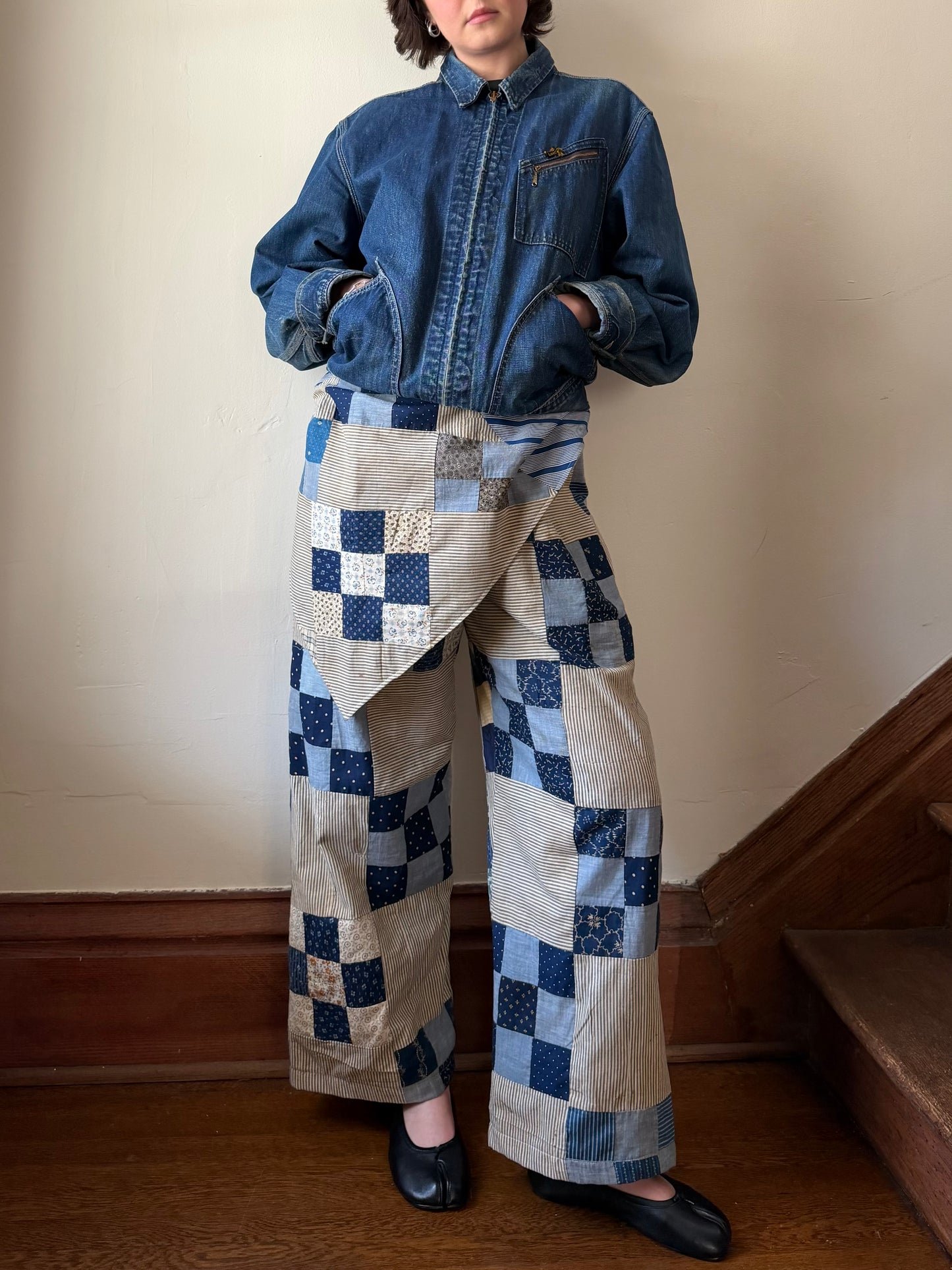 Antique Calico Quilt Topper Pants [M]