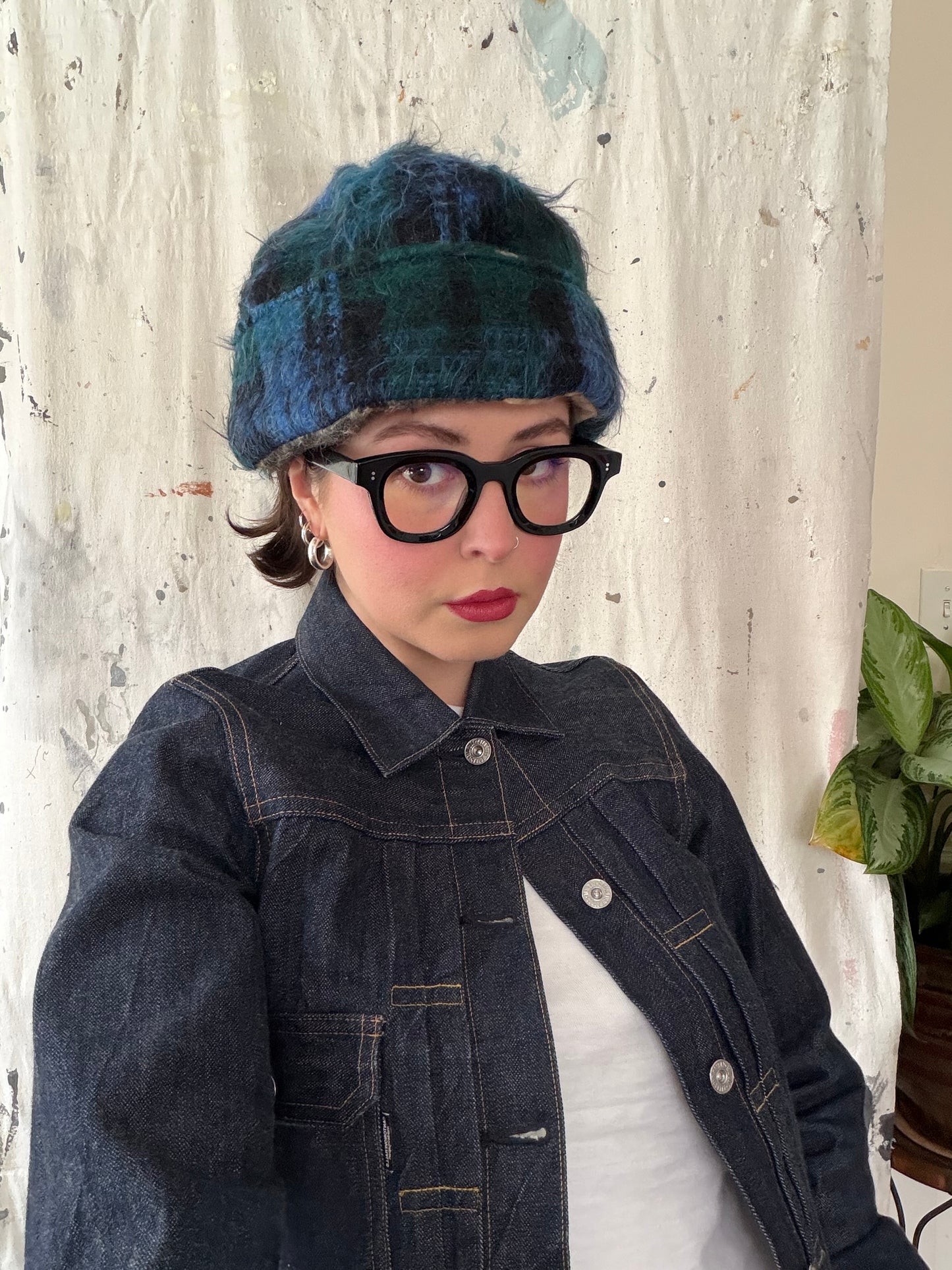 Blue Reversible Mohair Toque [M/L]