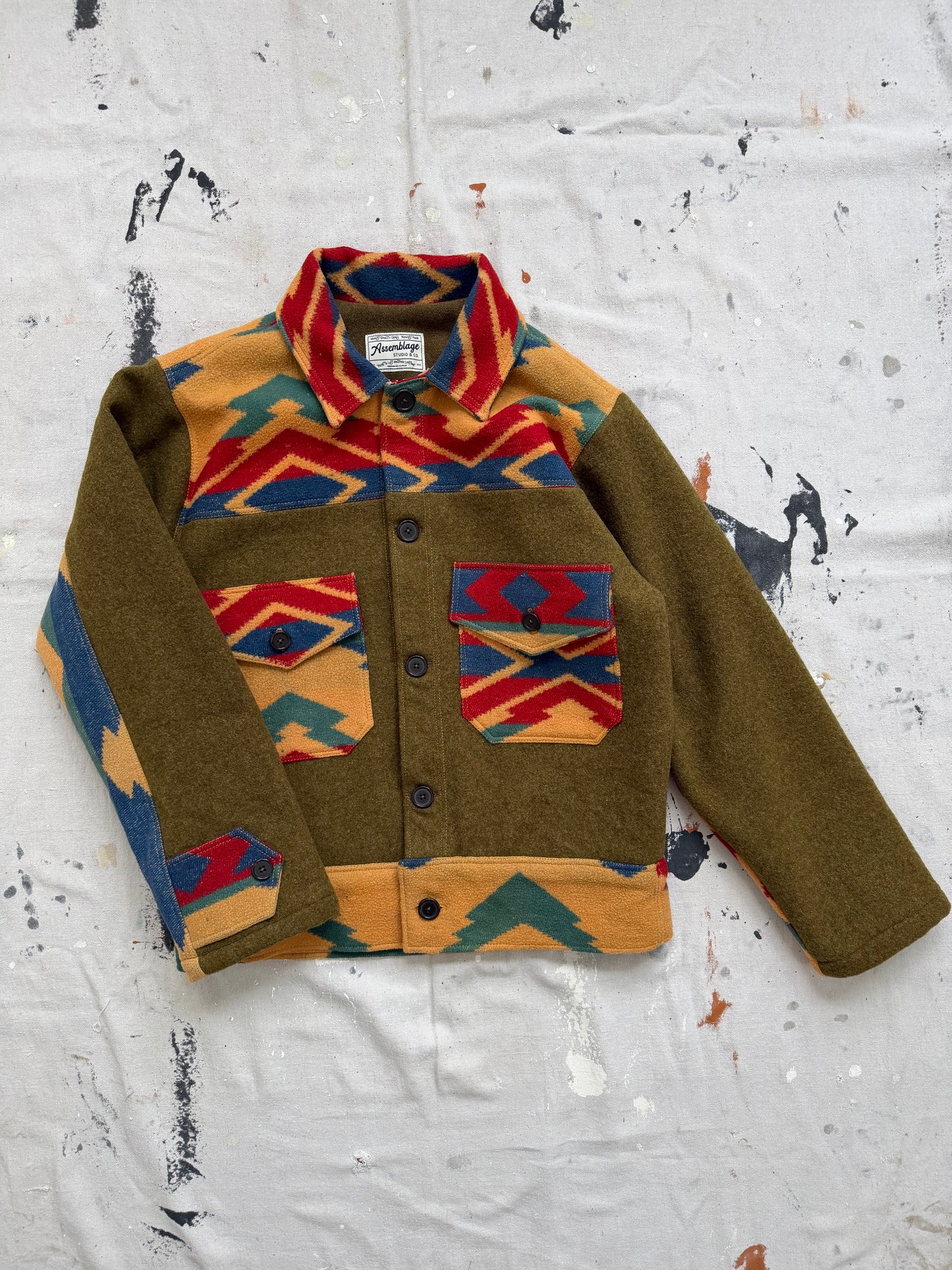 Olive Camp Blanket Wool Jacket [S]