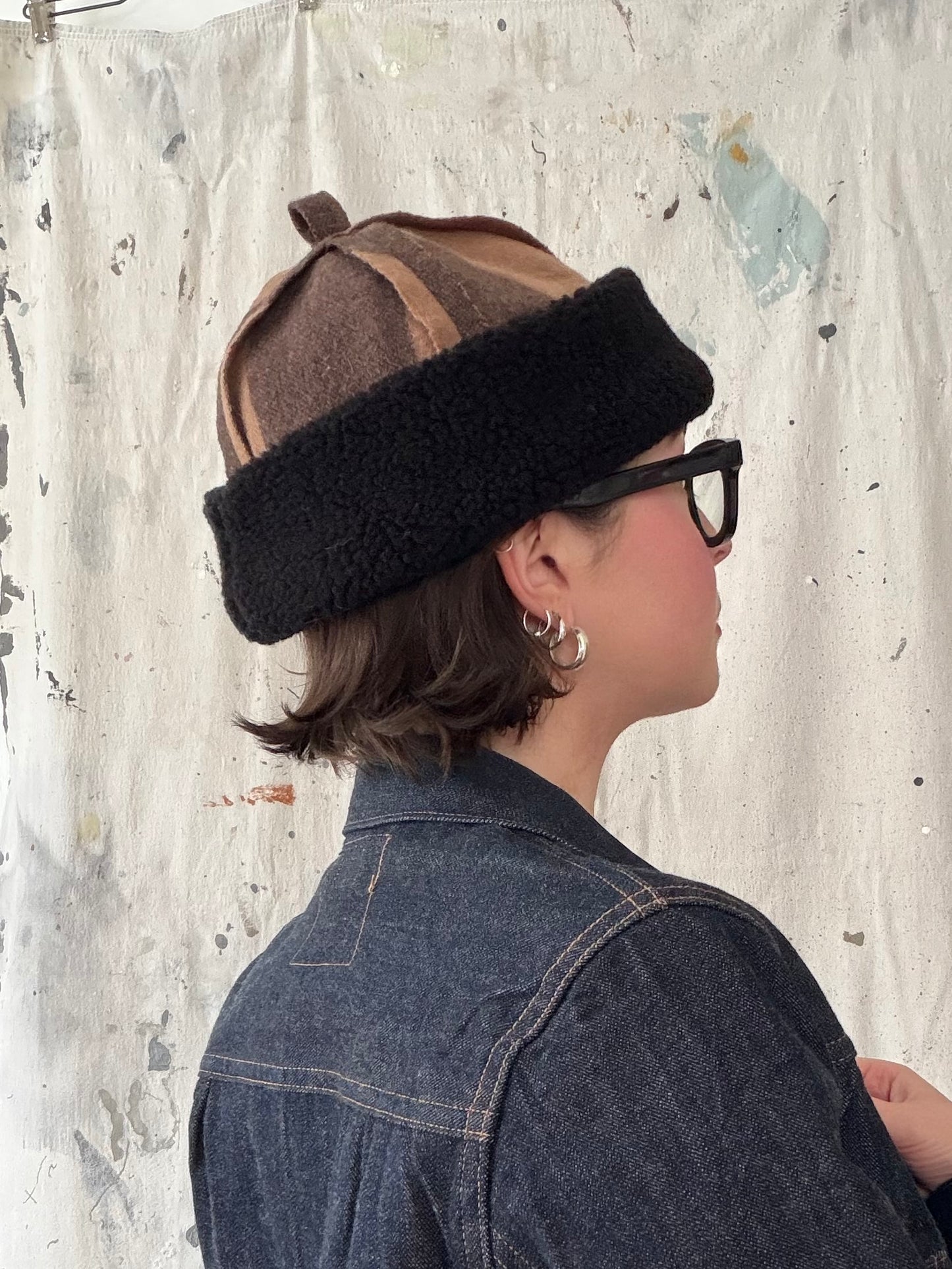 Brown Seam Wool Beanie [M/L]