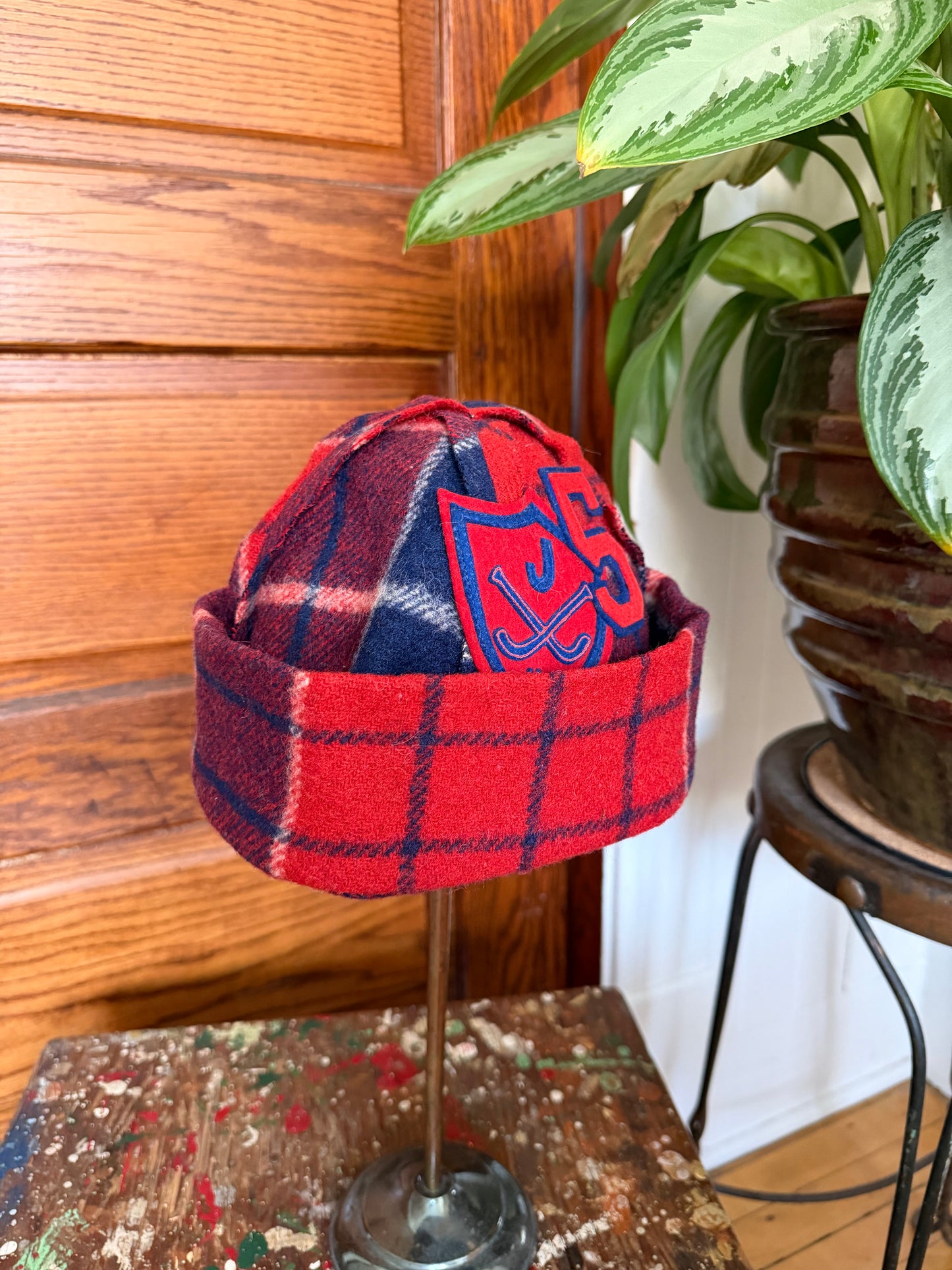 Plaid Varsity Patch Beanie [M/L]