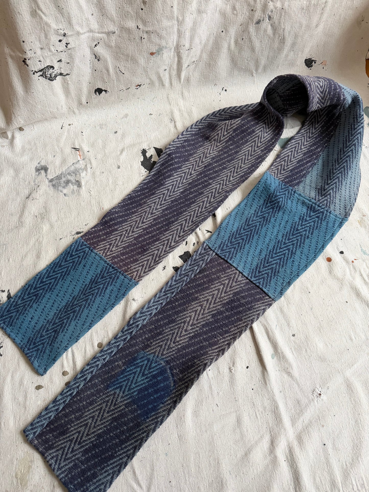 Patchwork Indigo Blanket Scarf
