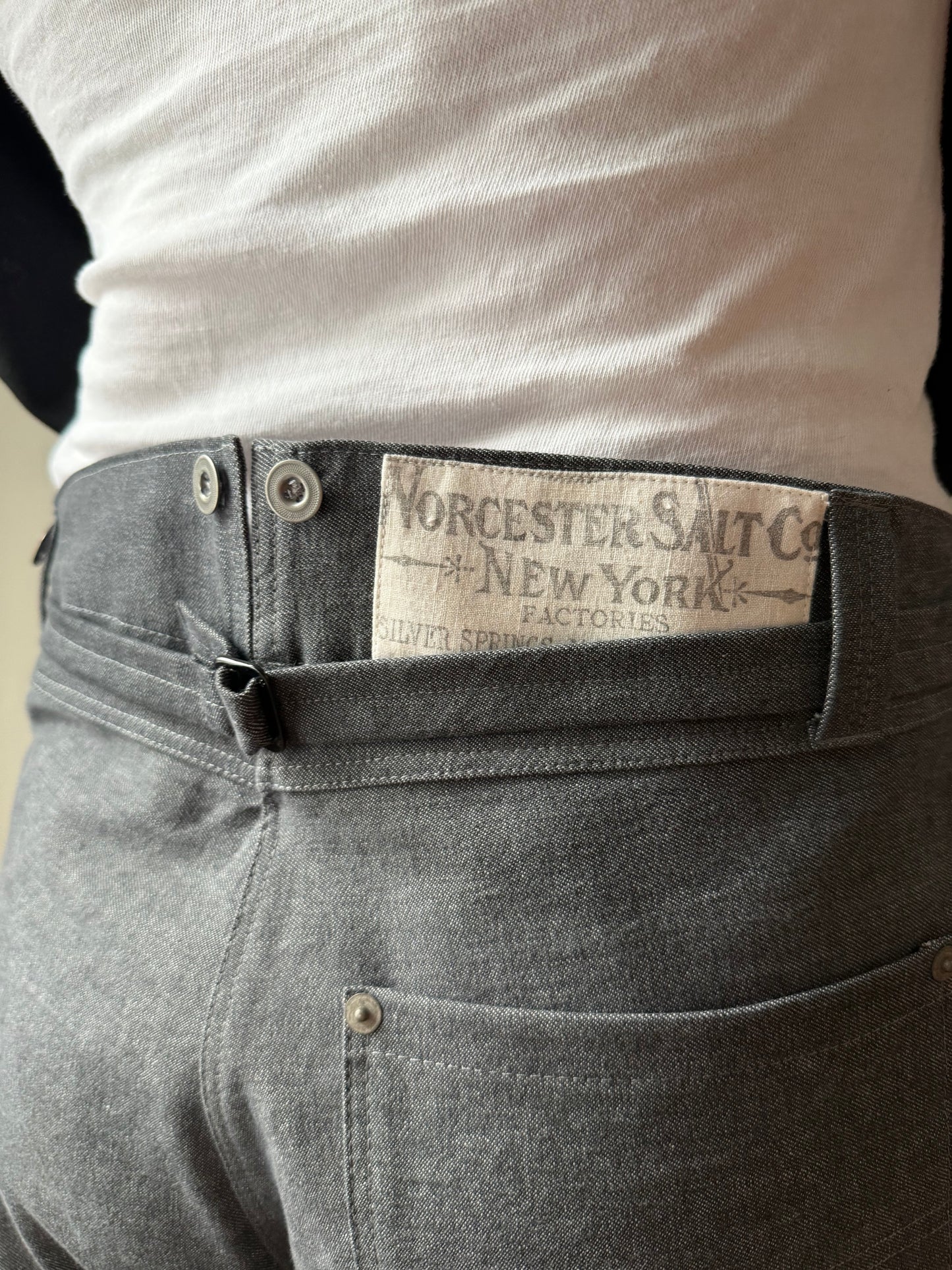 Salt & Pepper Buckleback Trousers [30-34” Waist]