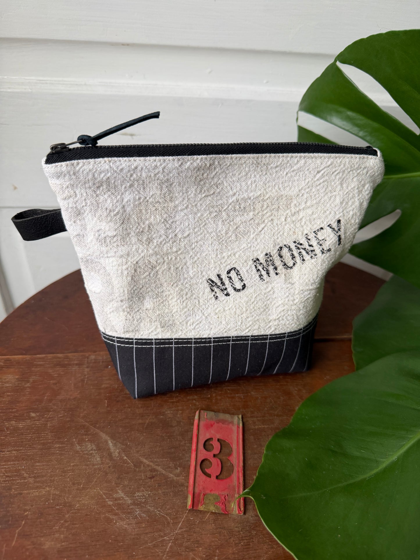 Black & White Striped Zipper Pouches