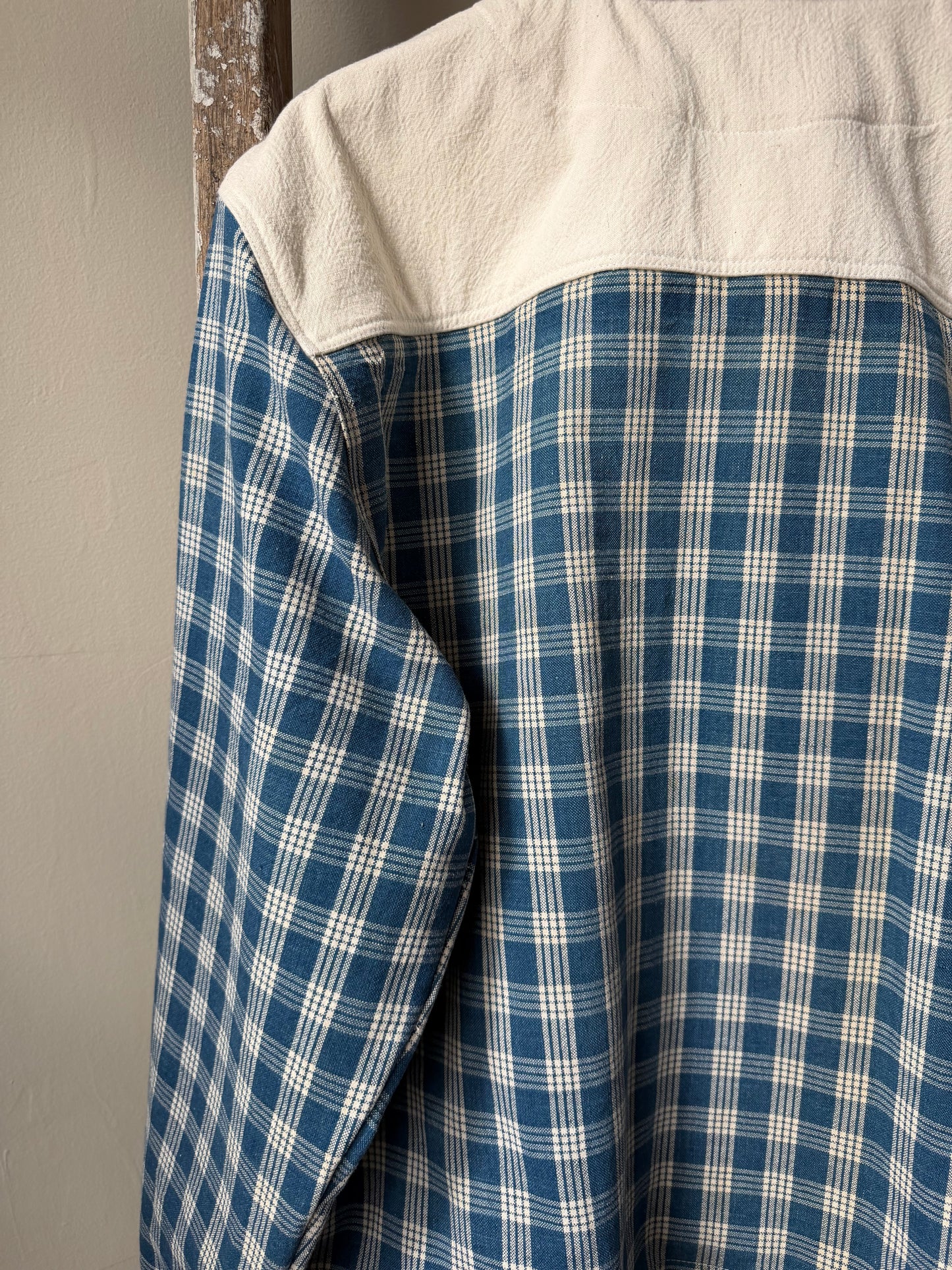 Homespun Cotton & Ticking Overshirt [L]
