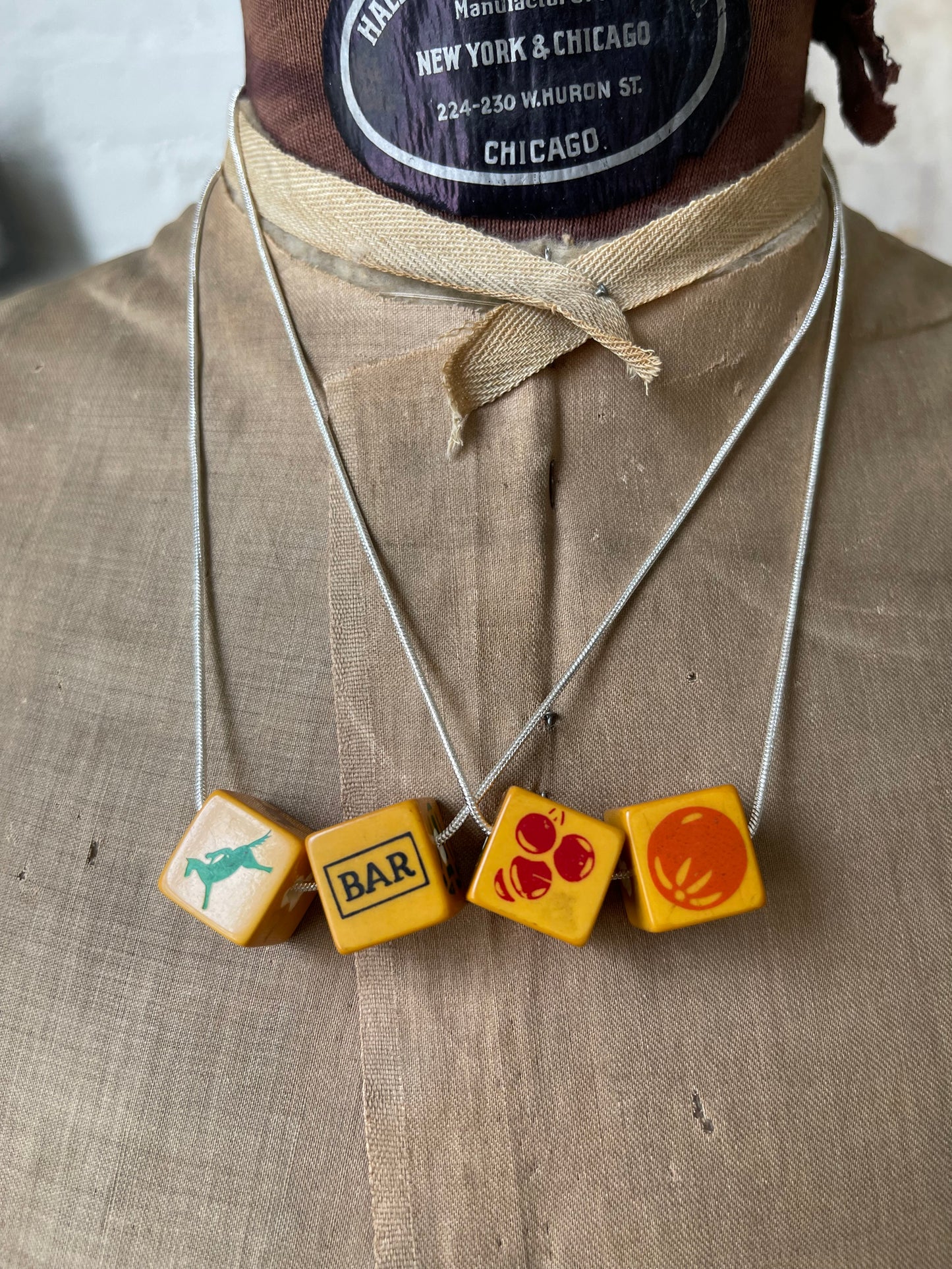 Vintage Slot Machine Dice Necklace