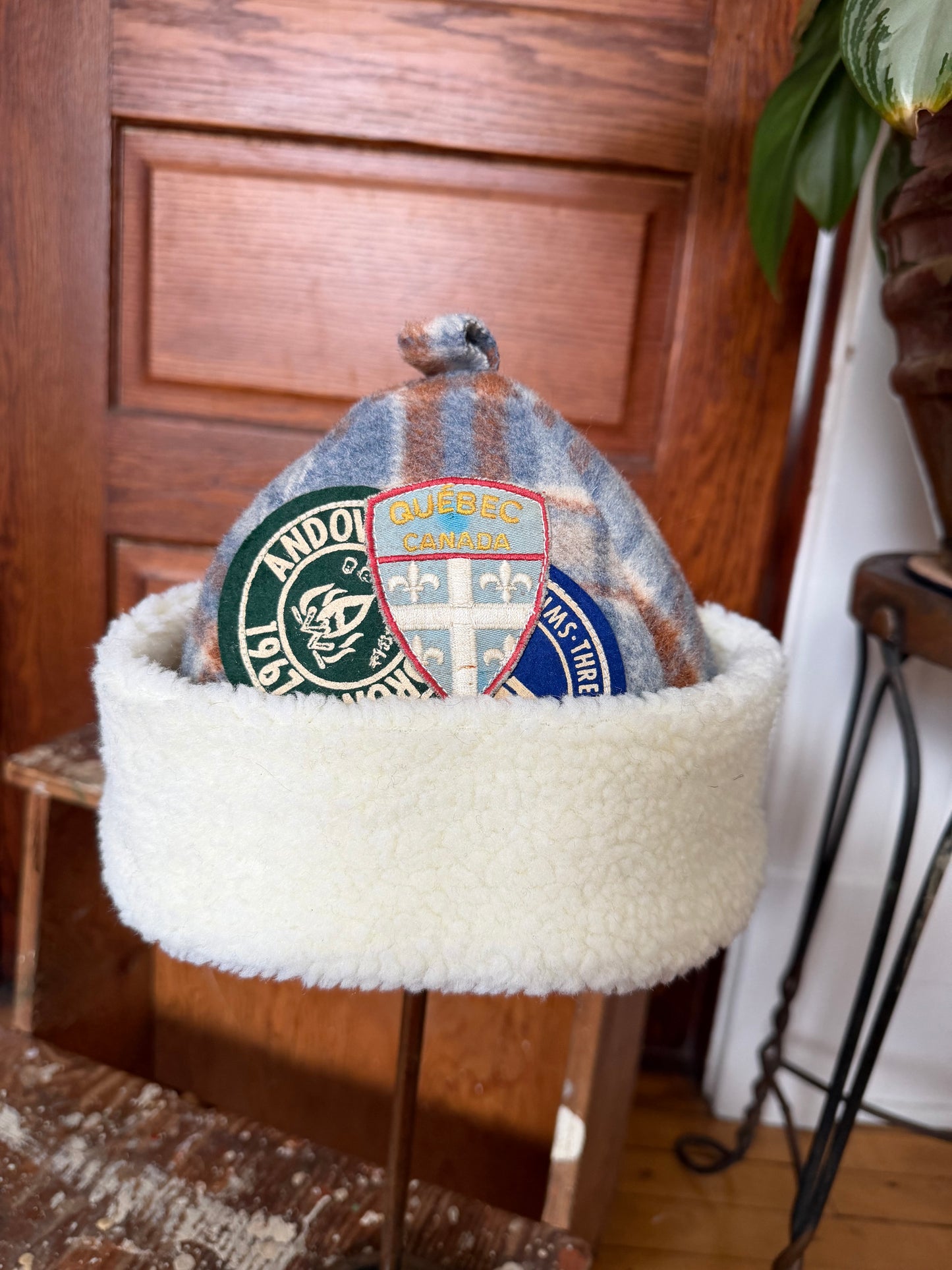 Patched Plaid Beanie [S/M]