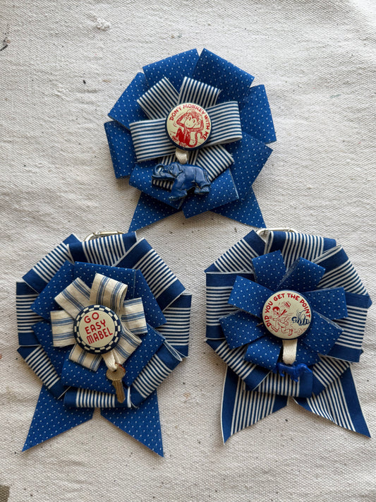 Blue Carnival Pinback Prize Ribbons