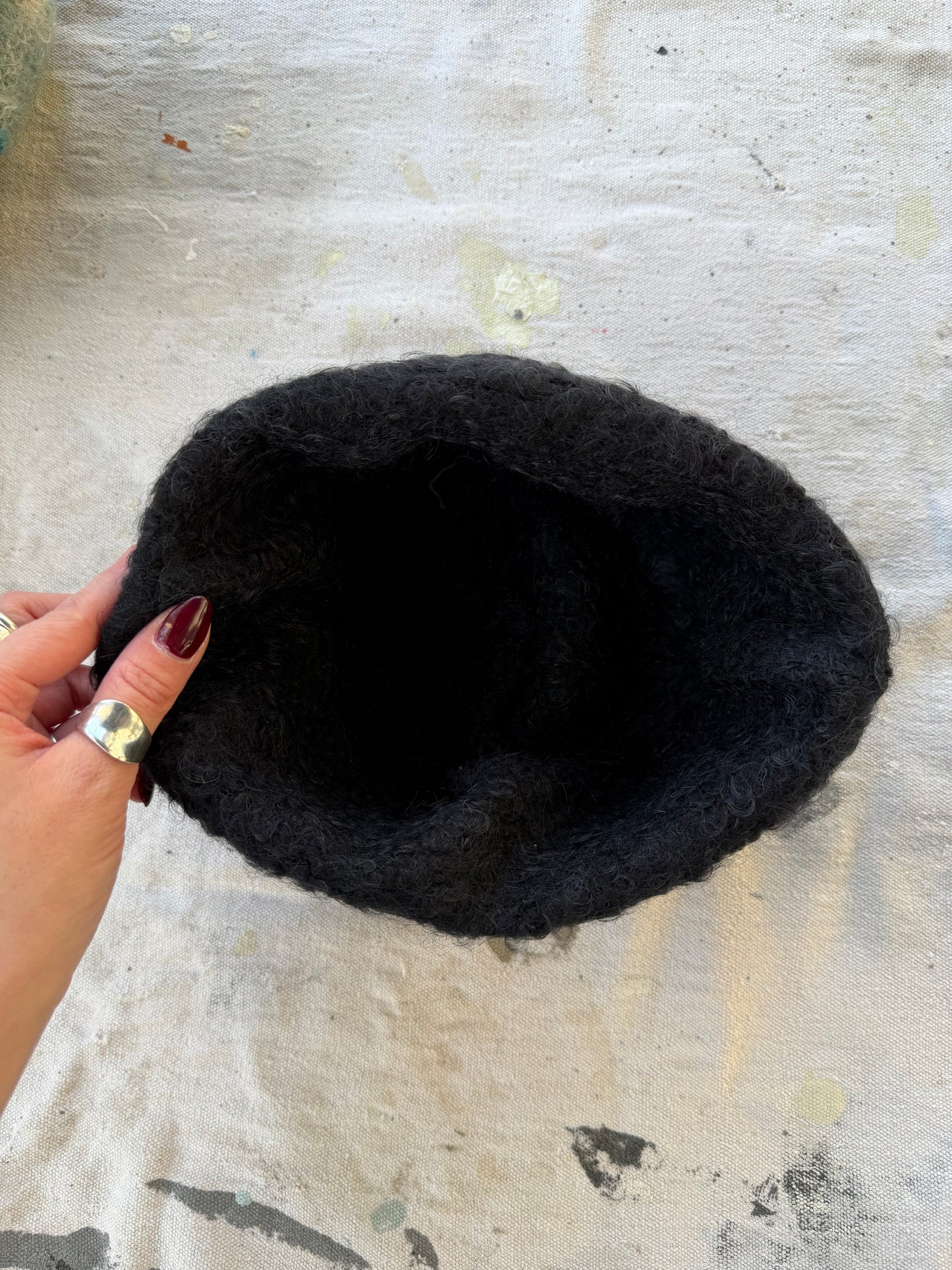 Black Wool Boucle Beanie