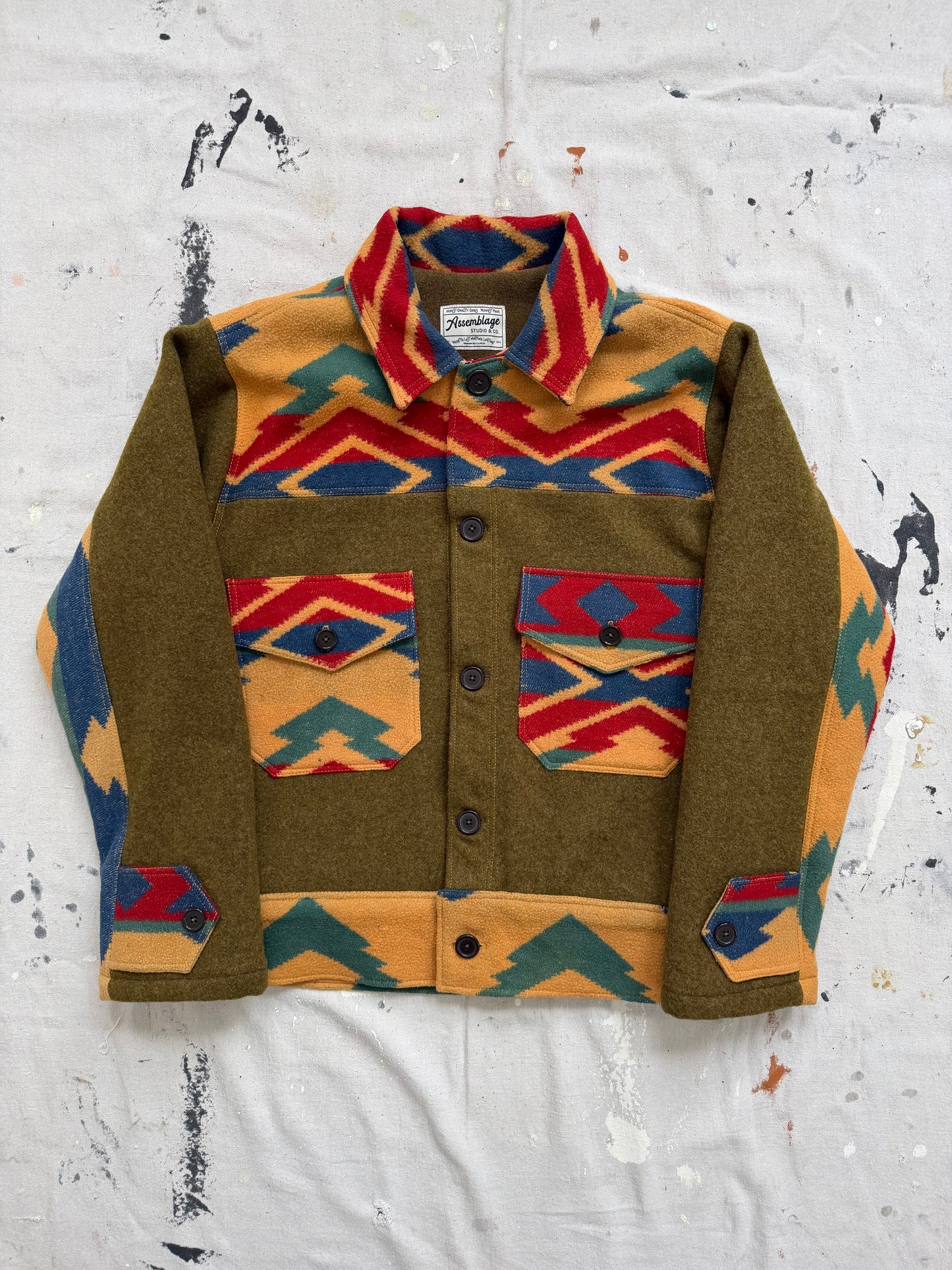 Olive Camp Blanket Wool Jacket [S]