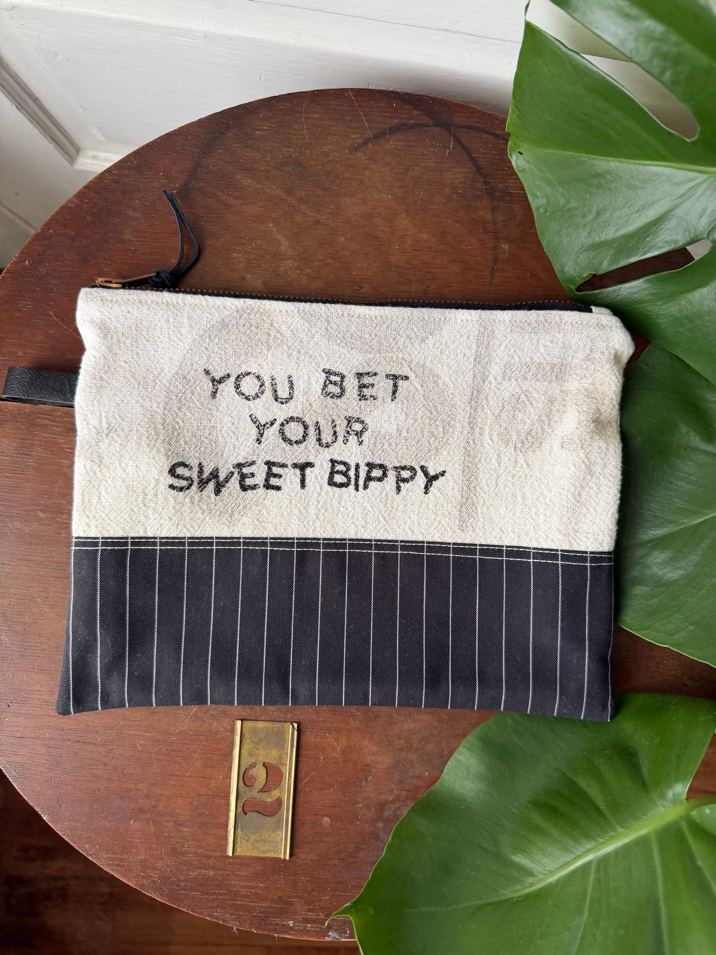 Black & White Striped Zipper Pouches