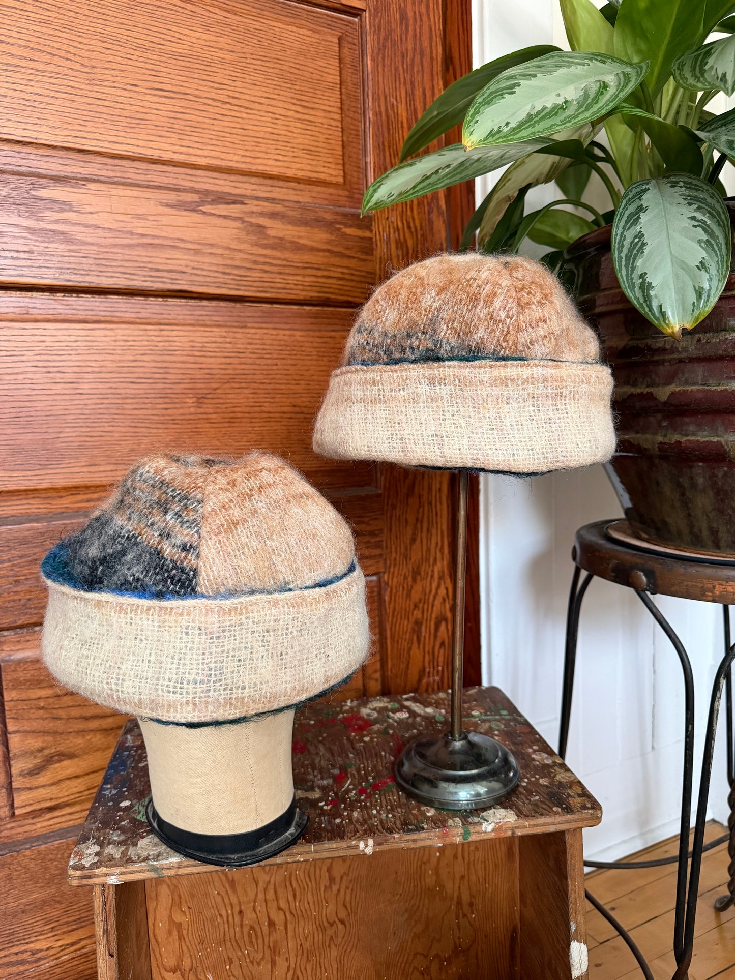 Blue Reversible Mohair Toque [M/L]