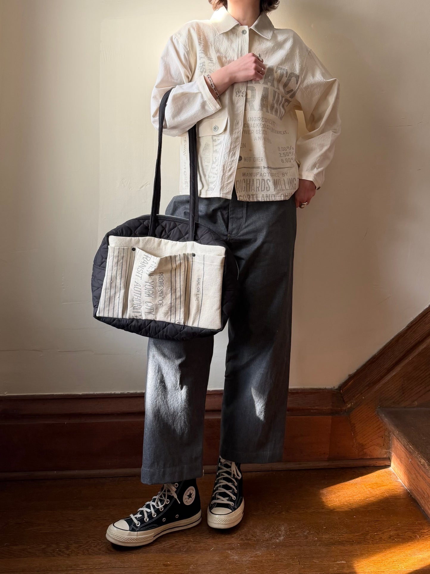 New York City Quilted Bowler Bag