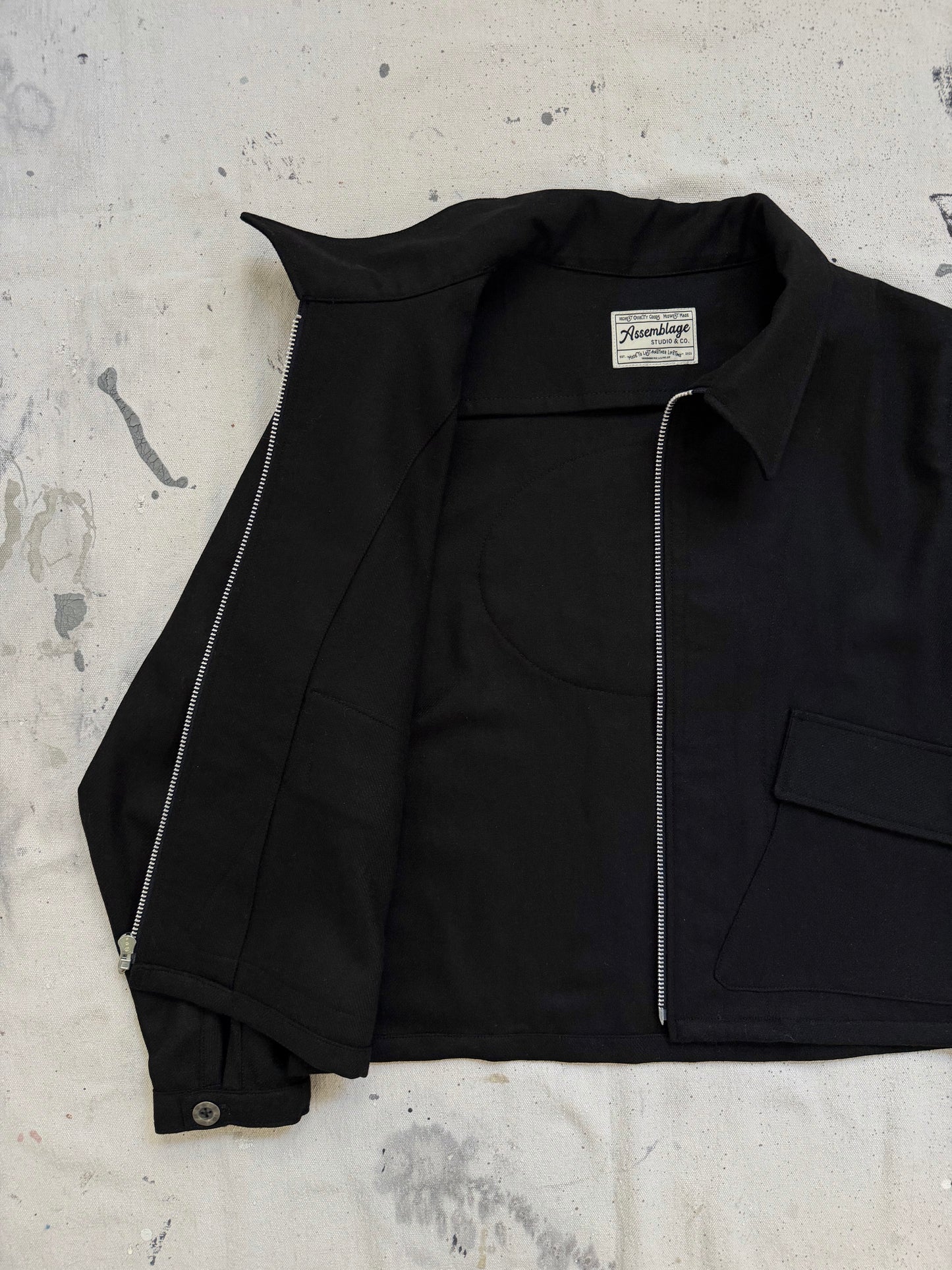 Black Wool & Rayon Ricky Jacket [S]