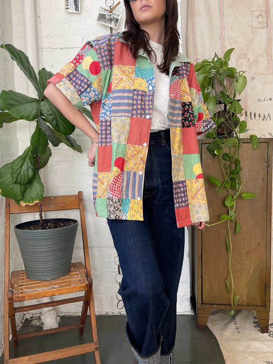 Feedsack Quilt Topper Shirt [L]